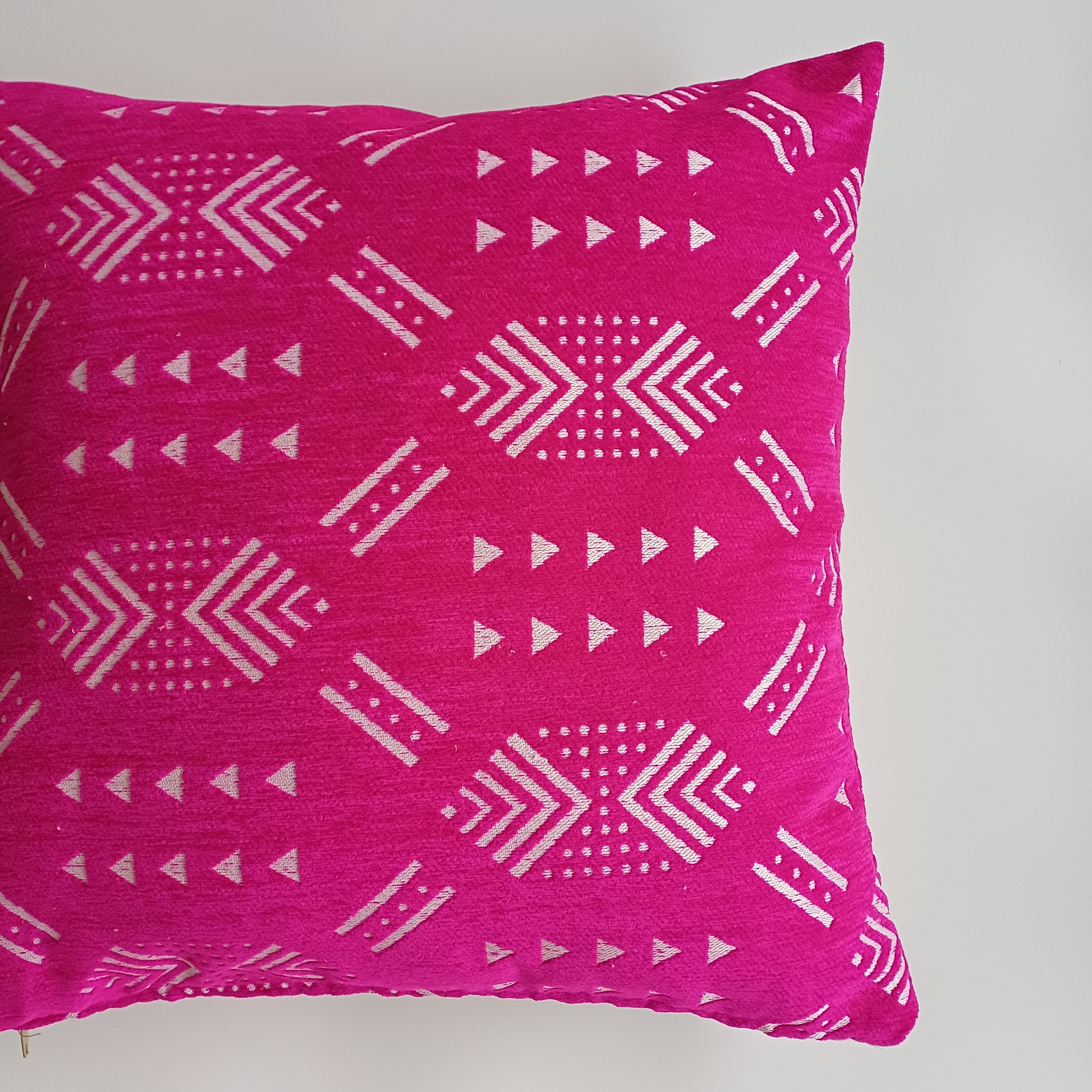Moroccan Handmade Pink Velvet Cushion Cover 20''x20'' / 50x50 CM
