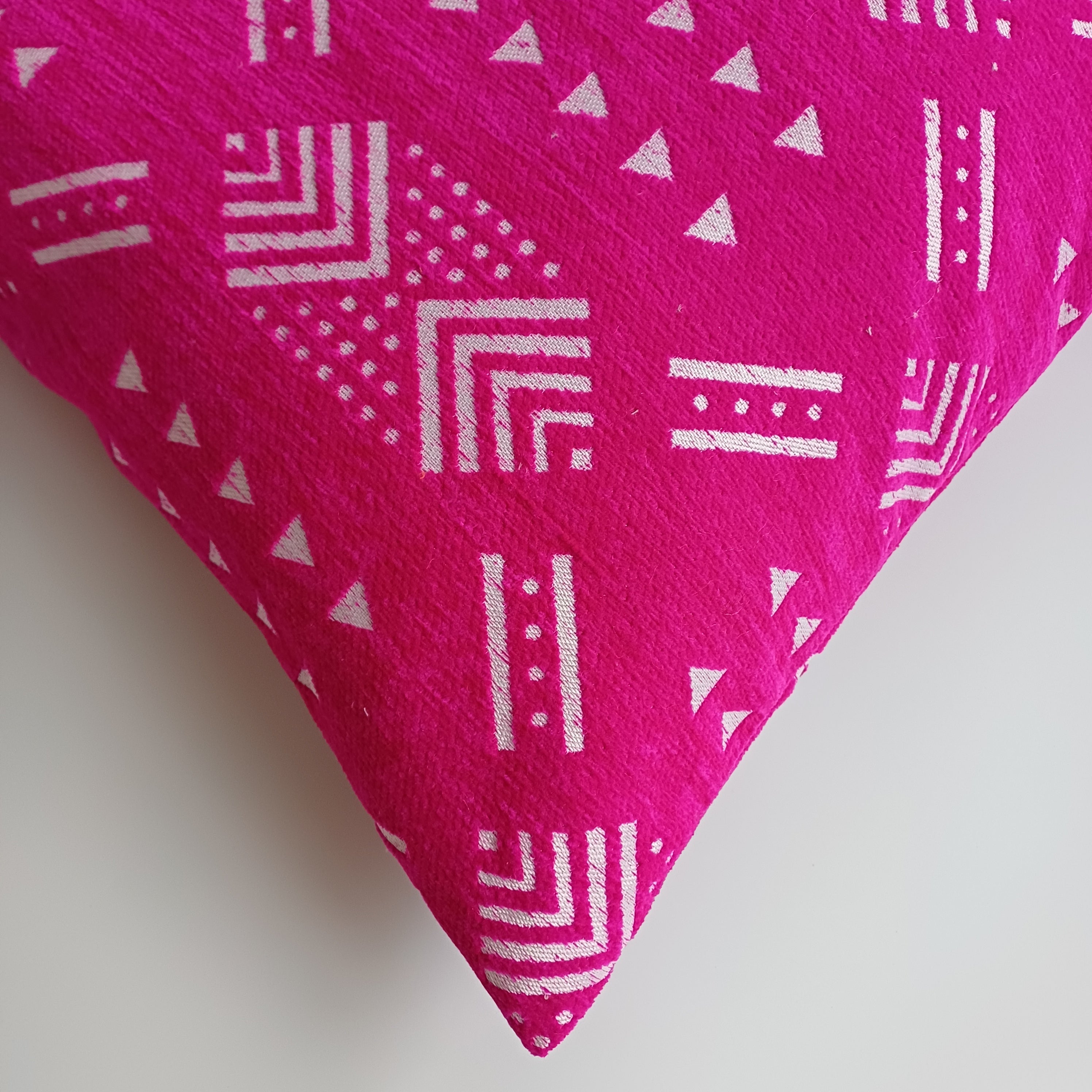 Moroccan Handmade Pink Velvet Cushion Cover 20''x20'' / 50x50 CM