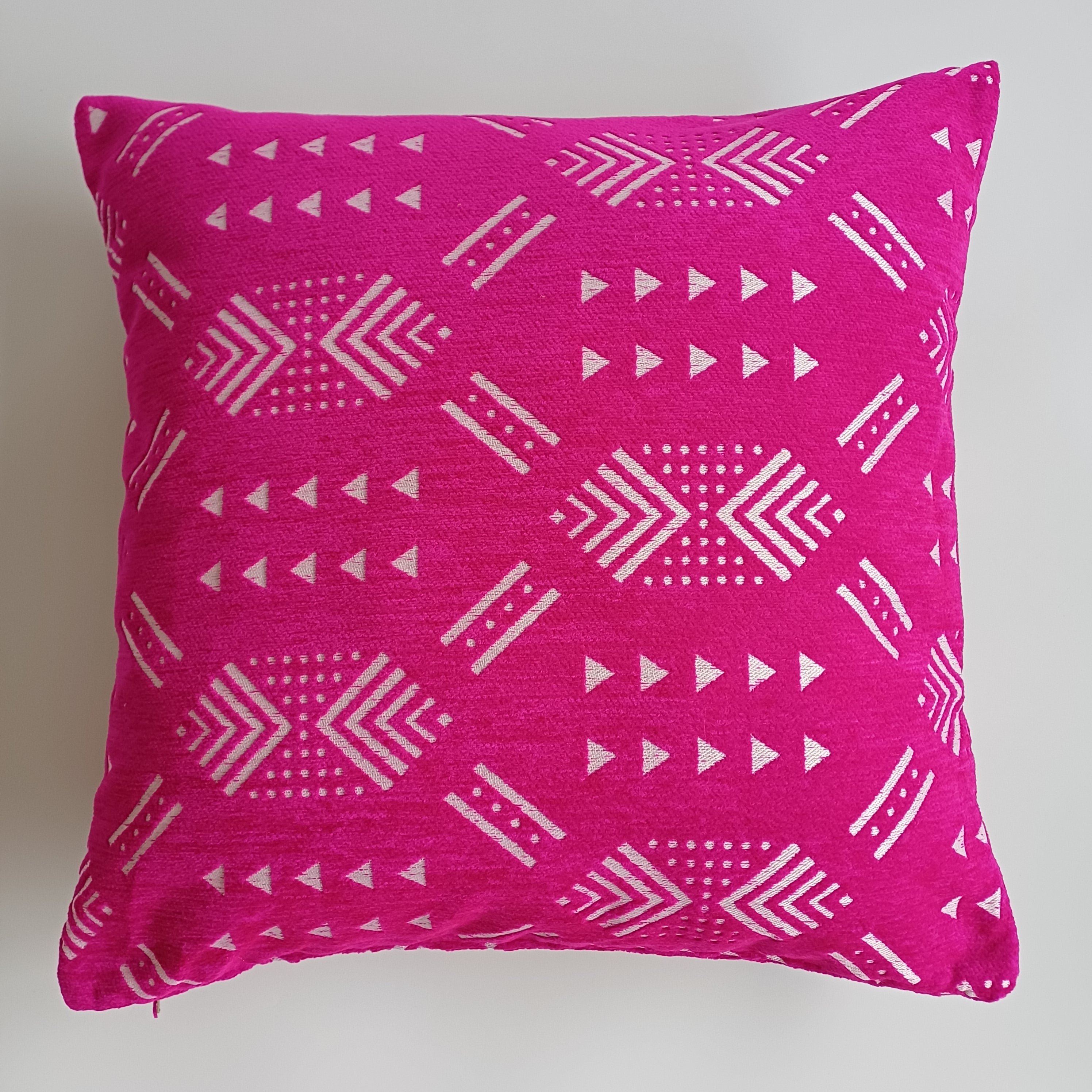 Moroccan Handmade Pink Velvet Cushion Cover 20''x20'' / 50x50 CM