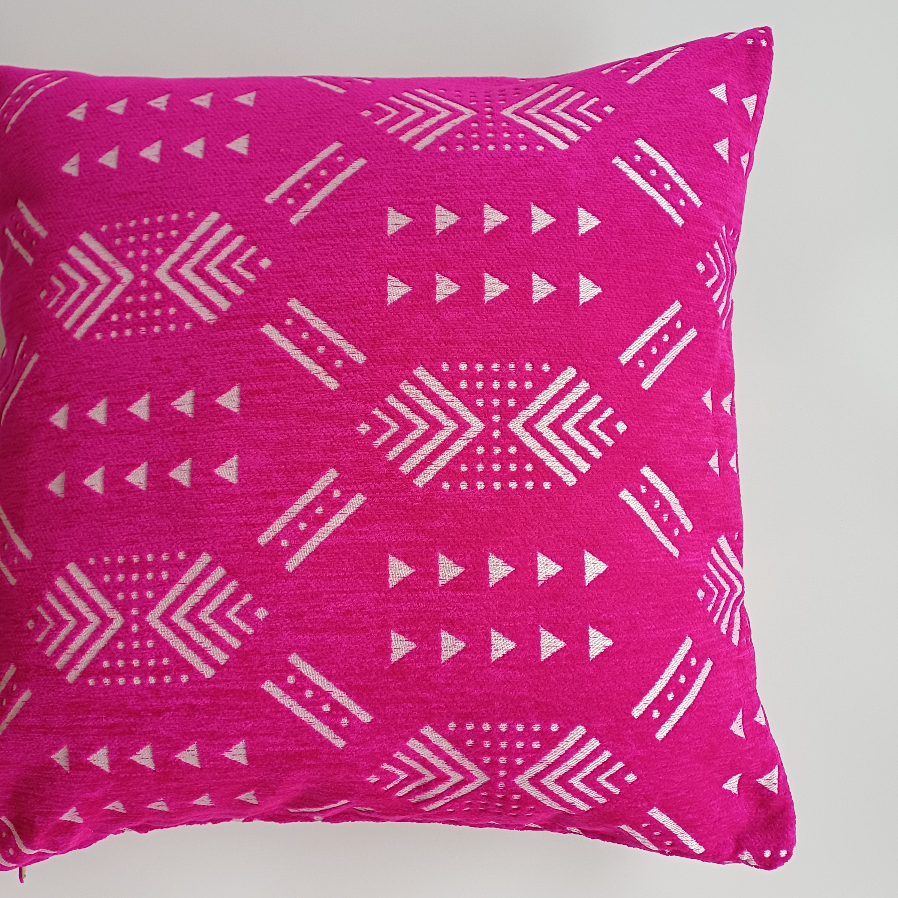Moroccan Handmade Pink Velvet Cushion Cover 20''x20'' / 50x50 CM