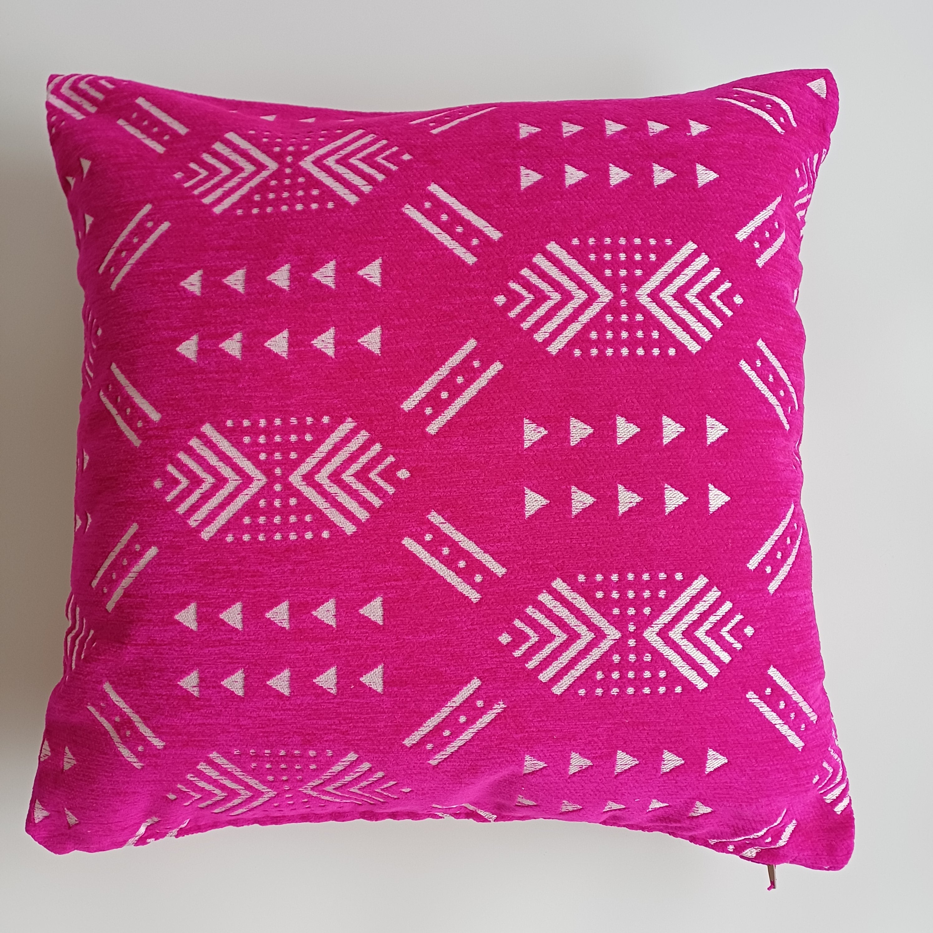 Moroccan Handmade Pink Velvet Cushion Cover 20''x20'' / 50x50 CM