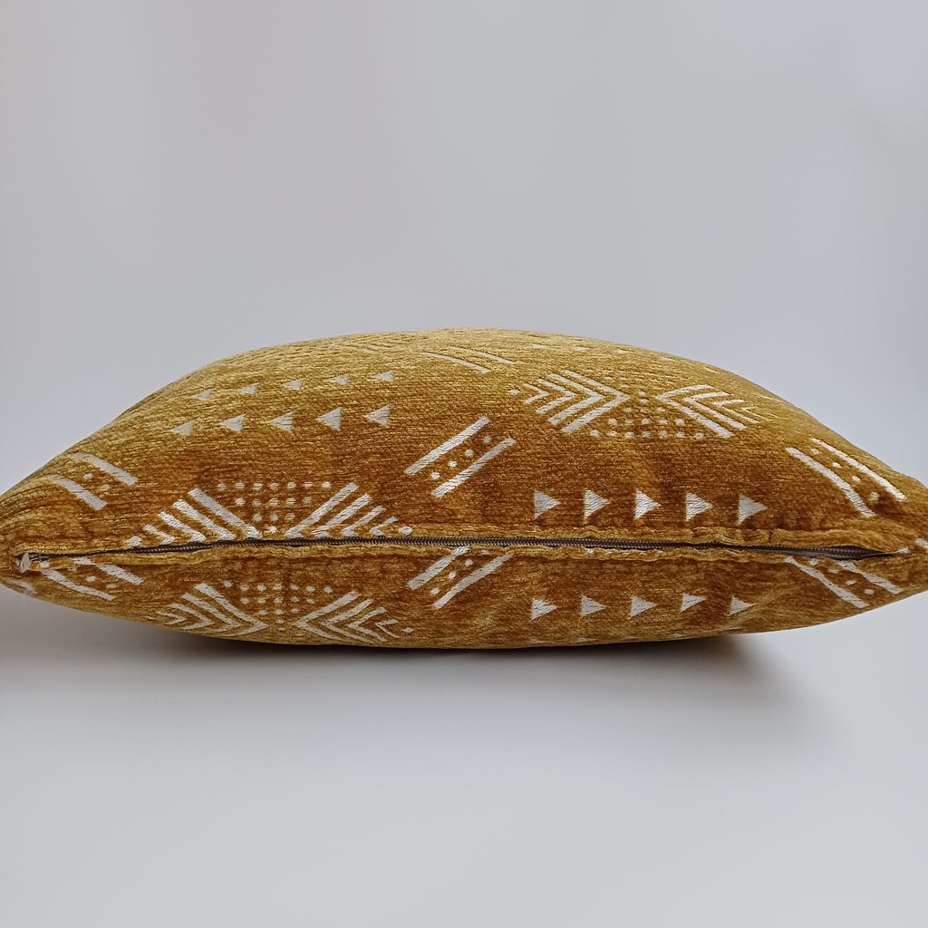 Moroccan Handmade Golden Brown Velvet Cushion Cover 20''x20'' / 50x50 CM