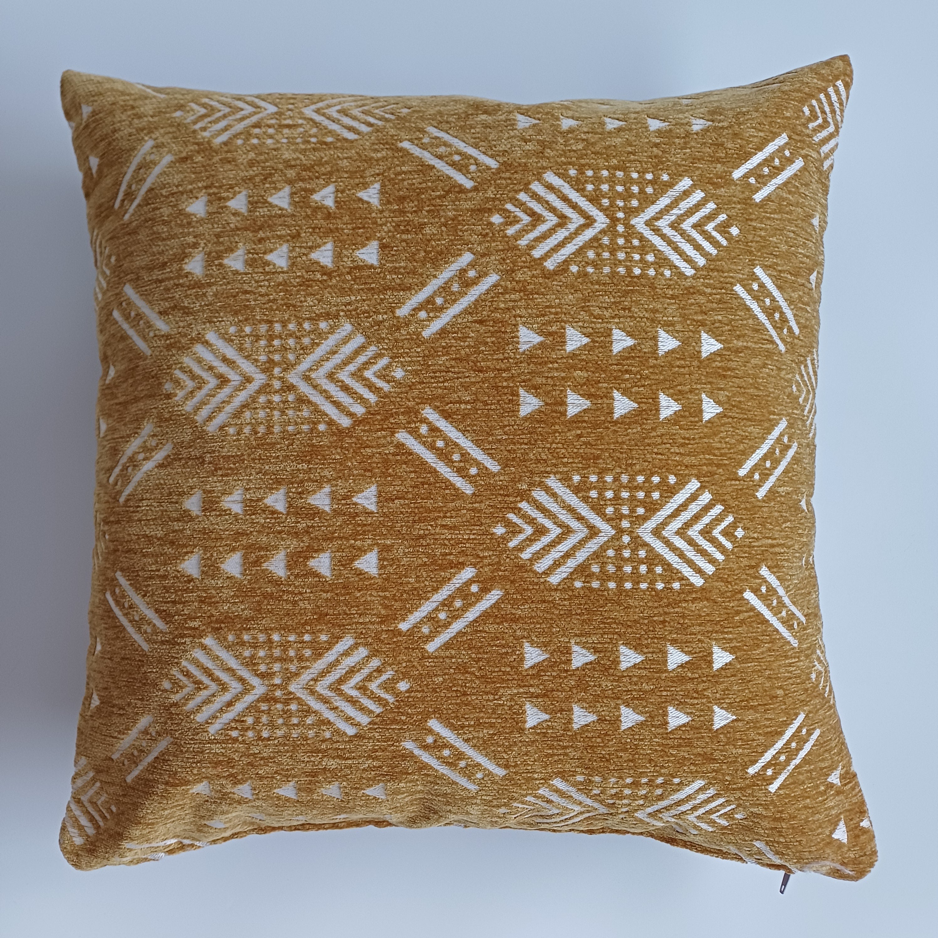 Moroccan Handmade Golden Brown Velvet Cushion Cover 20''x20'' / 50x50 CM