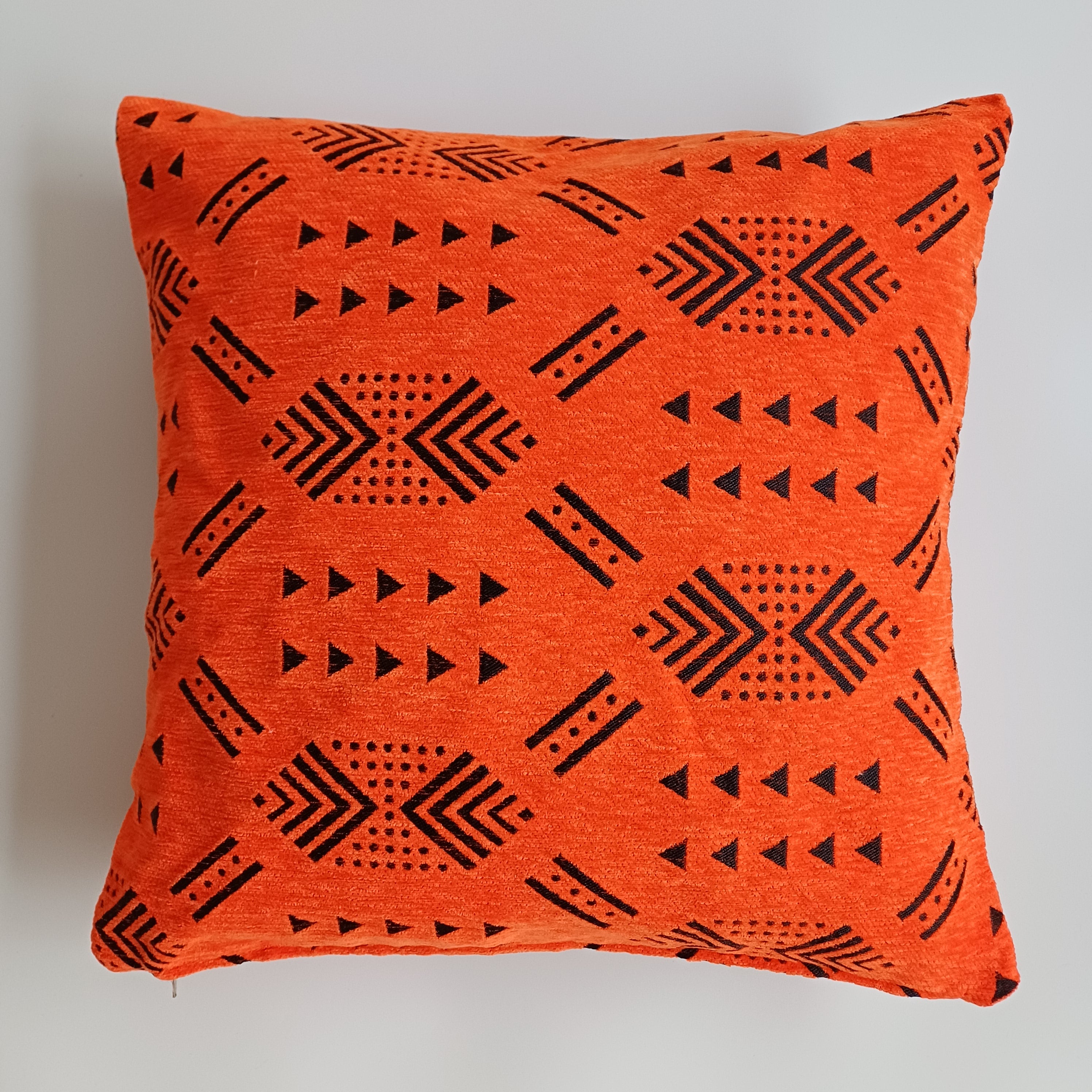 Moroccan Handmade Orange Velvet  Cushion Cover 20''x20'' / 50x50 CM