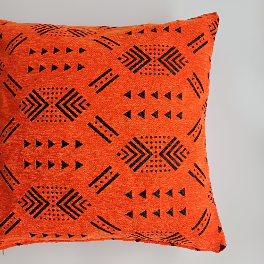 Moroccan Handmade Orange Velvet  Cushion Cover 20''x20'' / 50x50 CM