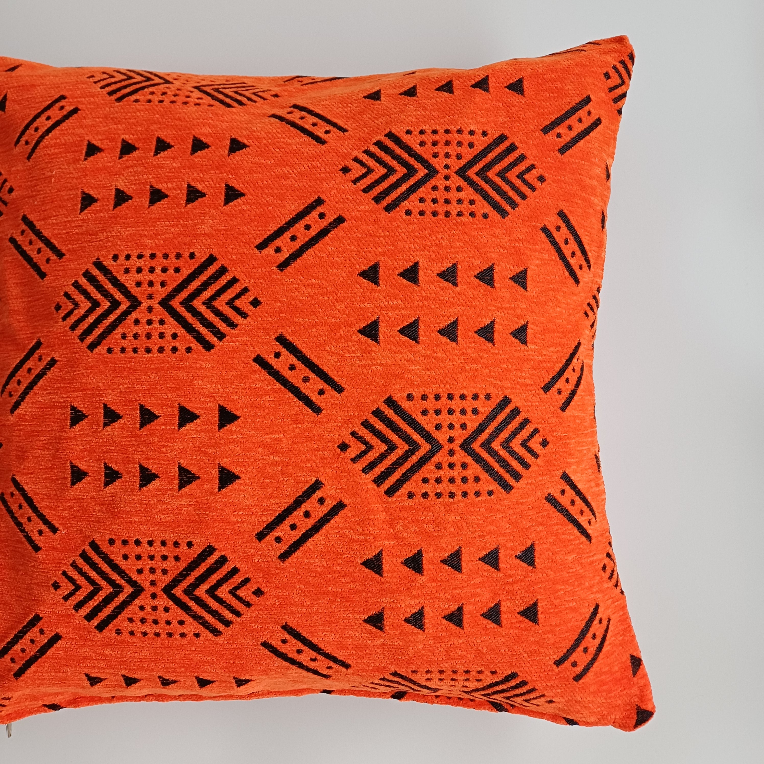 Moroccan Handmade Orange Velvet  Cushion Cover 20''x20'' / 50x50 CM