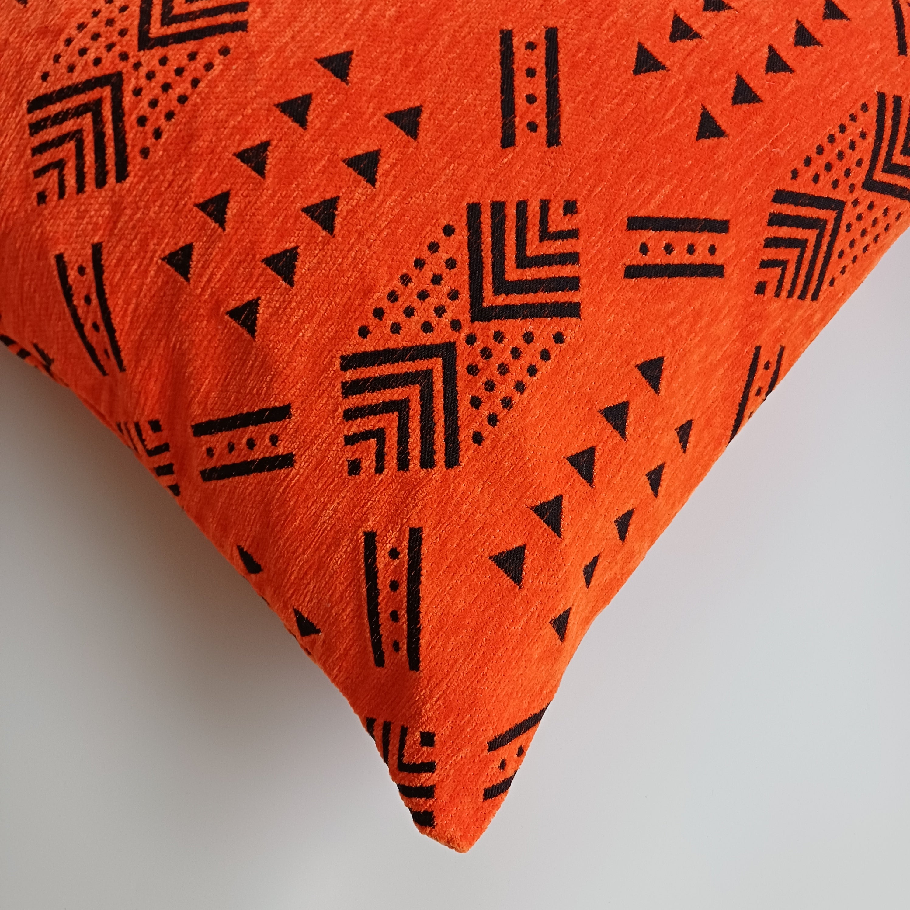 Moroccan Handmade Orange Velvet  Cushion Cover 20''x20'' / 50x50 CM