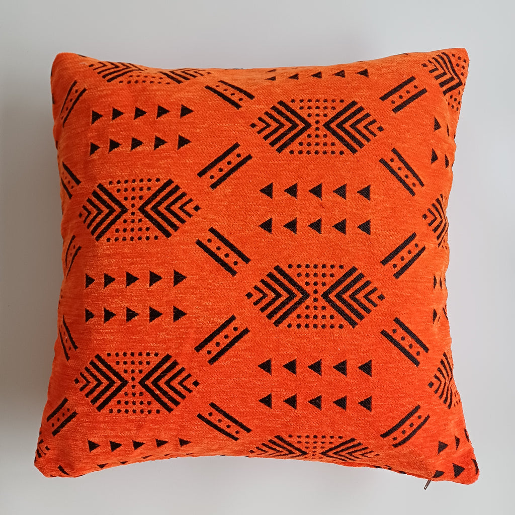 Moroccan Handmade Orange Velvet  Cushion Cover 20''x20'' / 50x50 CM