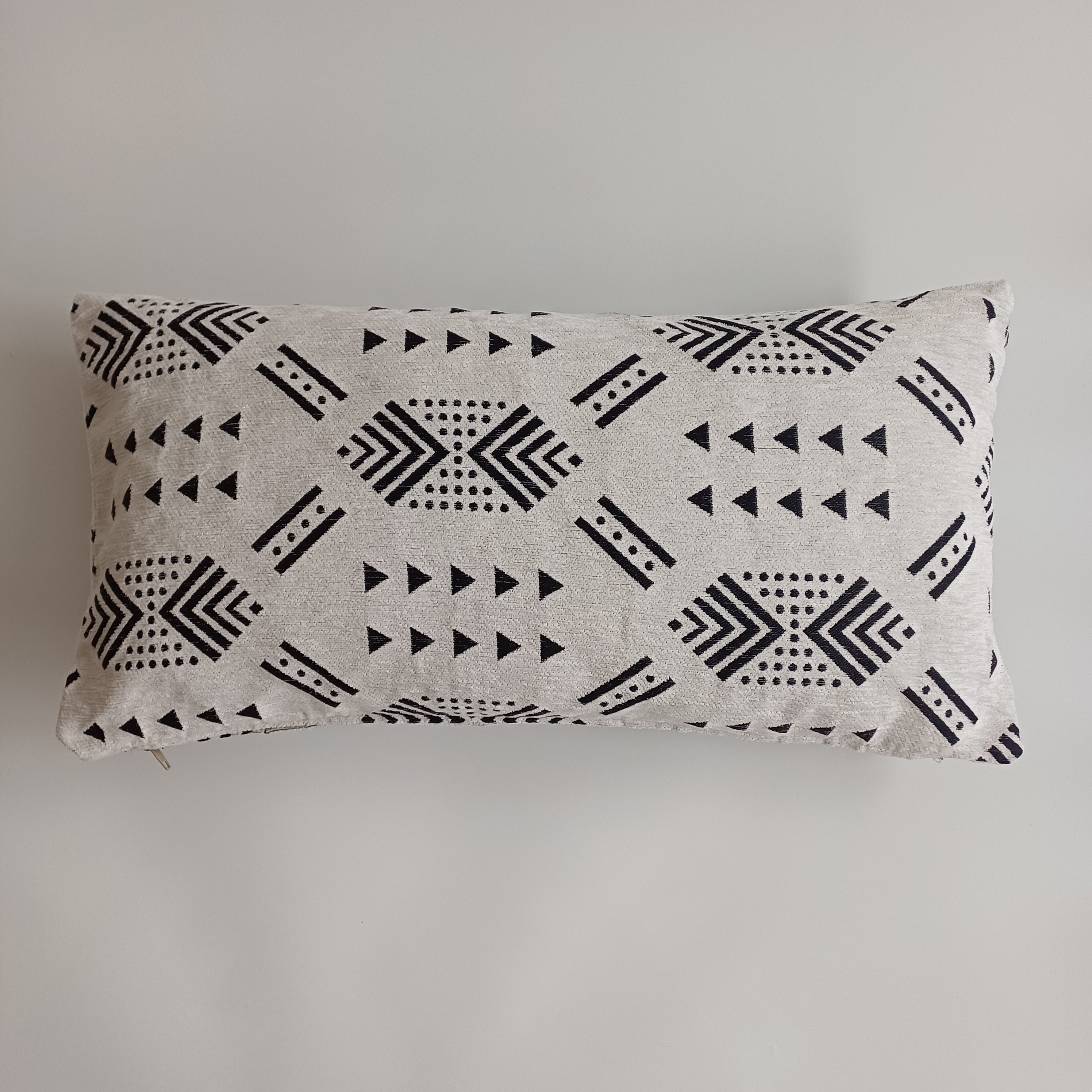 Moroccan Handmade White Velvet Cushion Cover 24''x12'' /  60x30 cm