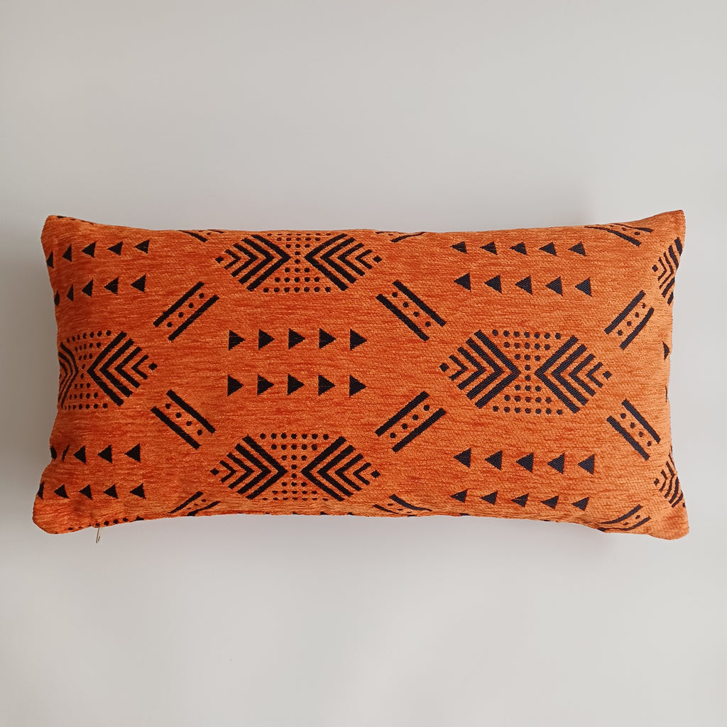 Moroccan Handmade Burnt Orange Velvet Cushion Cover 24''x12'' /  60x30 cm