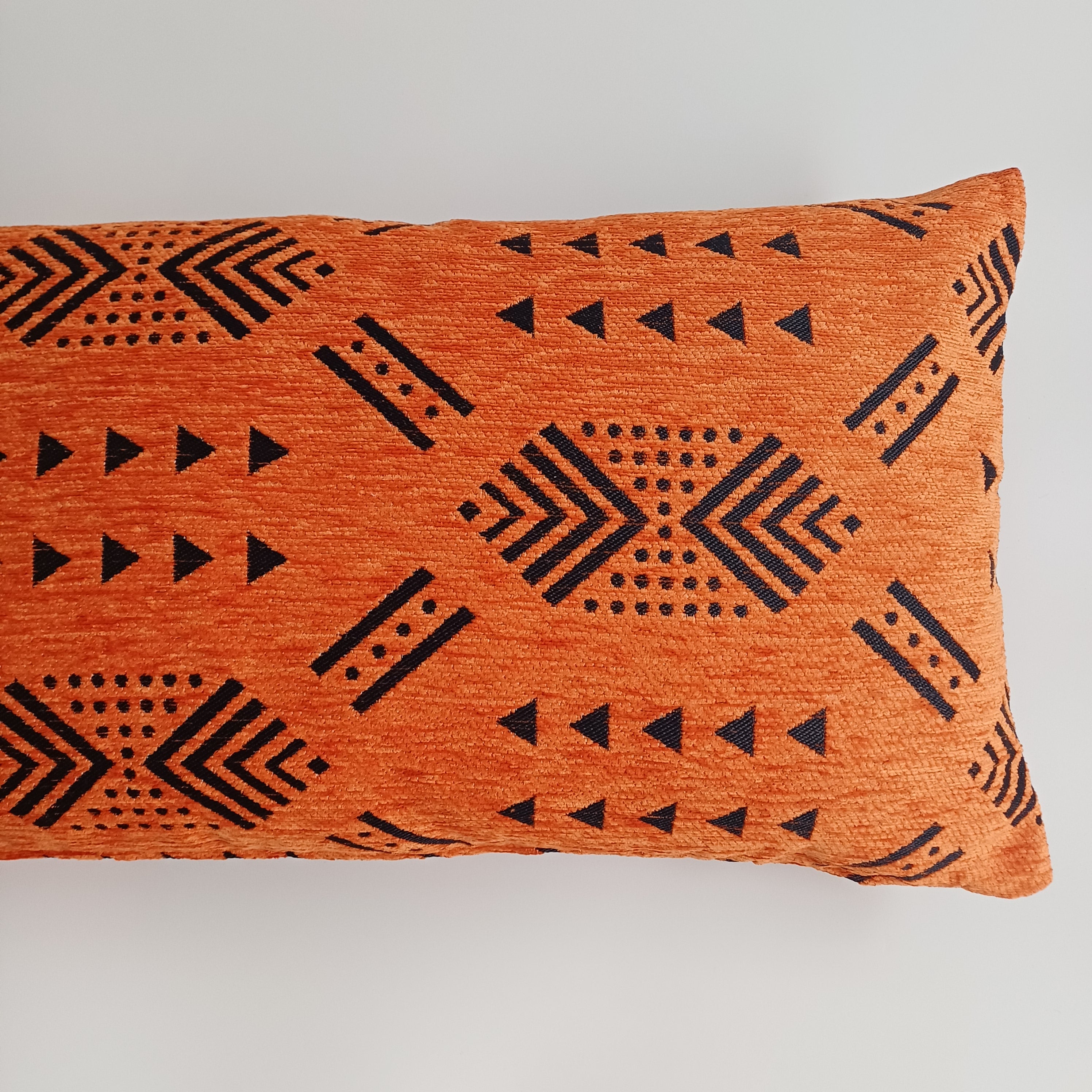 Moroccan Handmade Burnt Orange Velvet Cushion Cover 24''x12'' /  60x30 cm