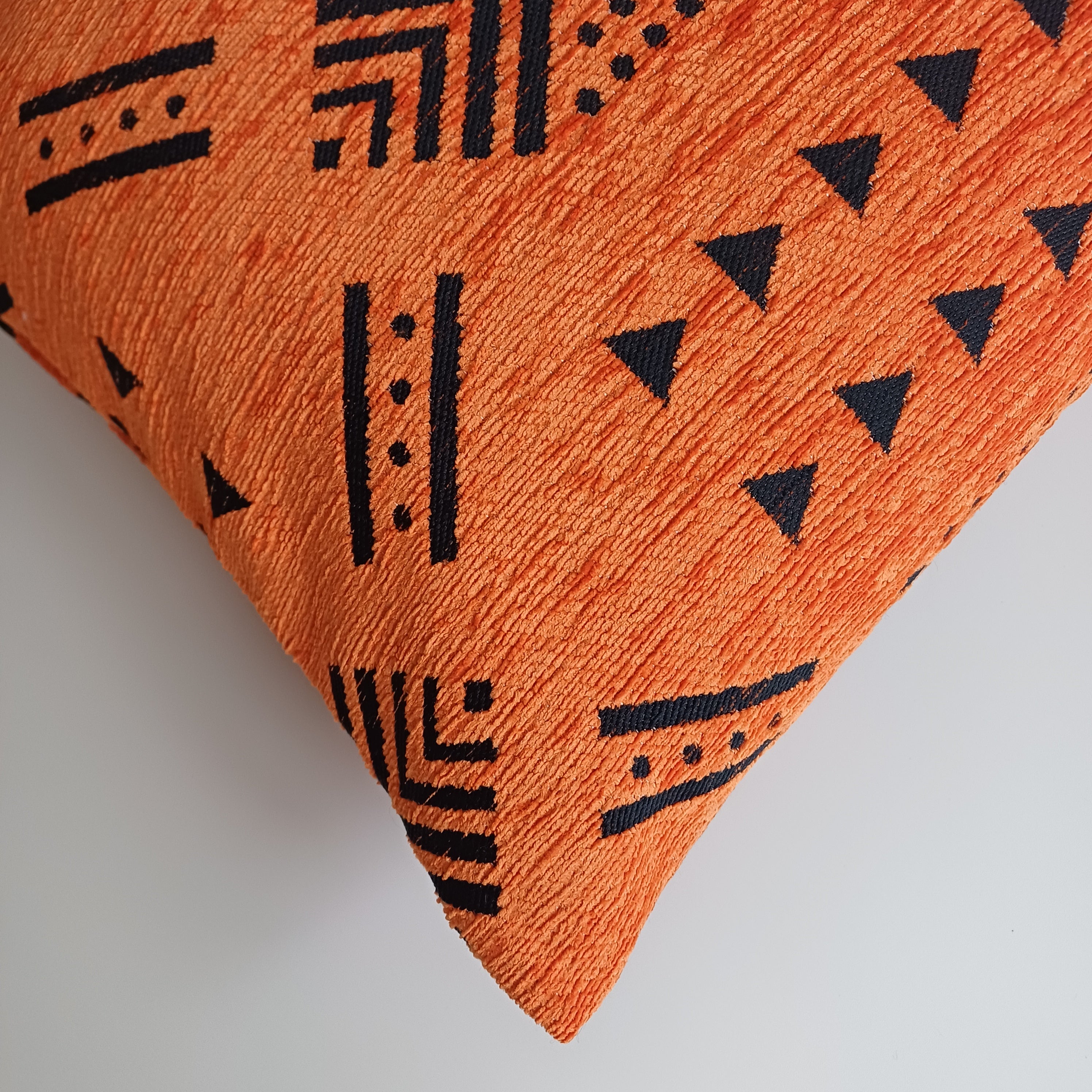 Moroccan Handmade Burnt Orange Velvet Cushion Cover 24''x12'' /  60x30 cm