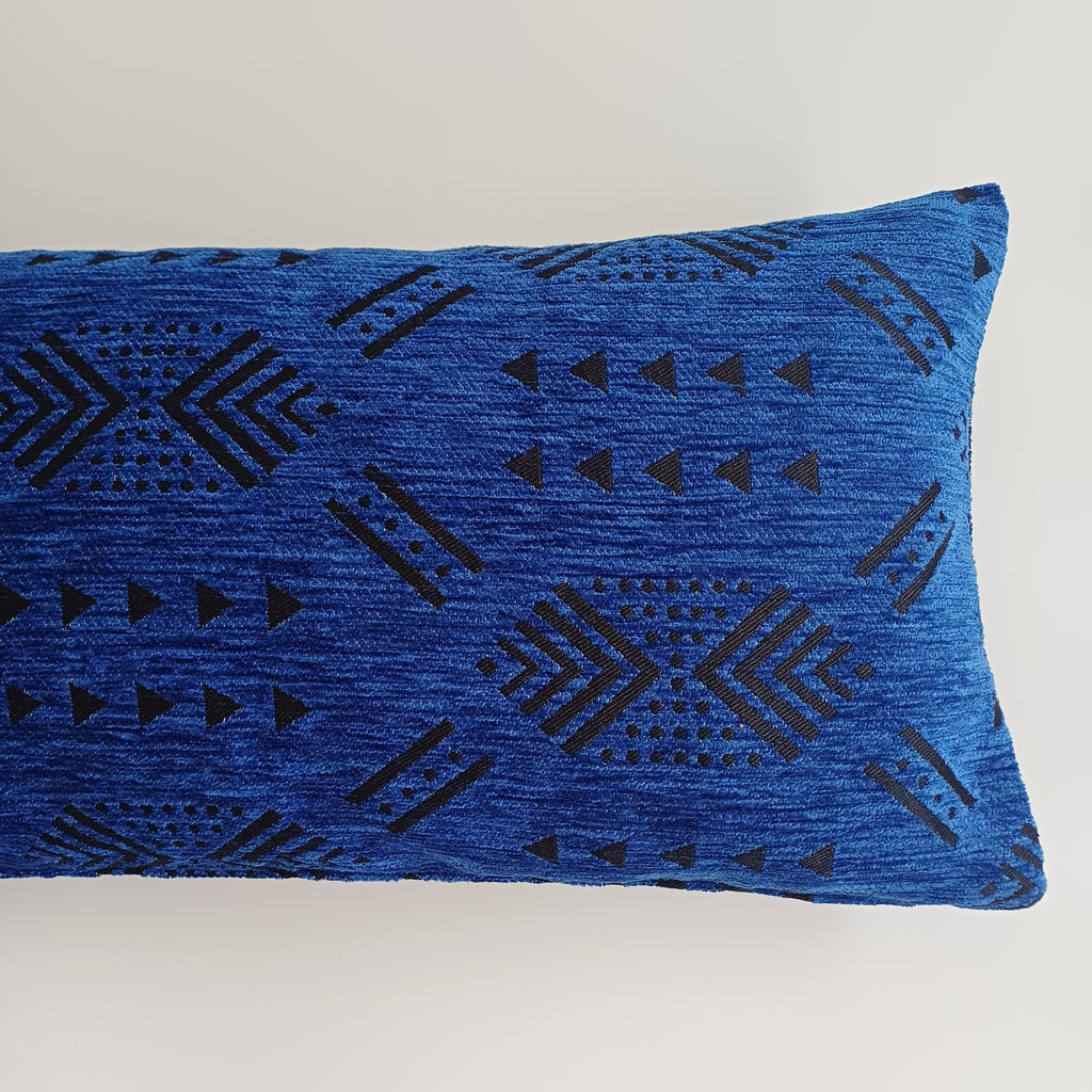 Moroccan Handmade Deep Blue Velvet Cushion Cover 24''x12'' /  60x30 cm