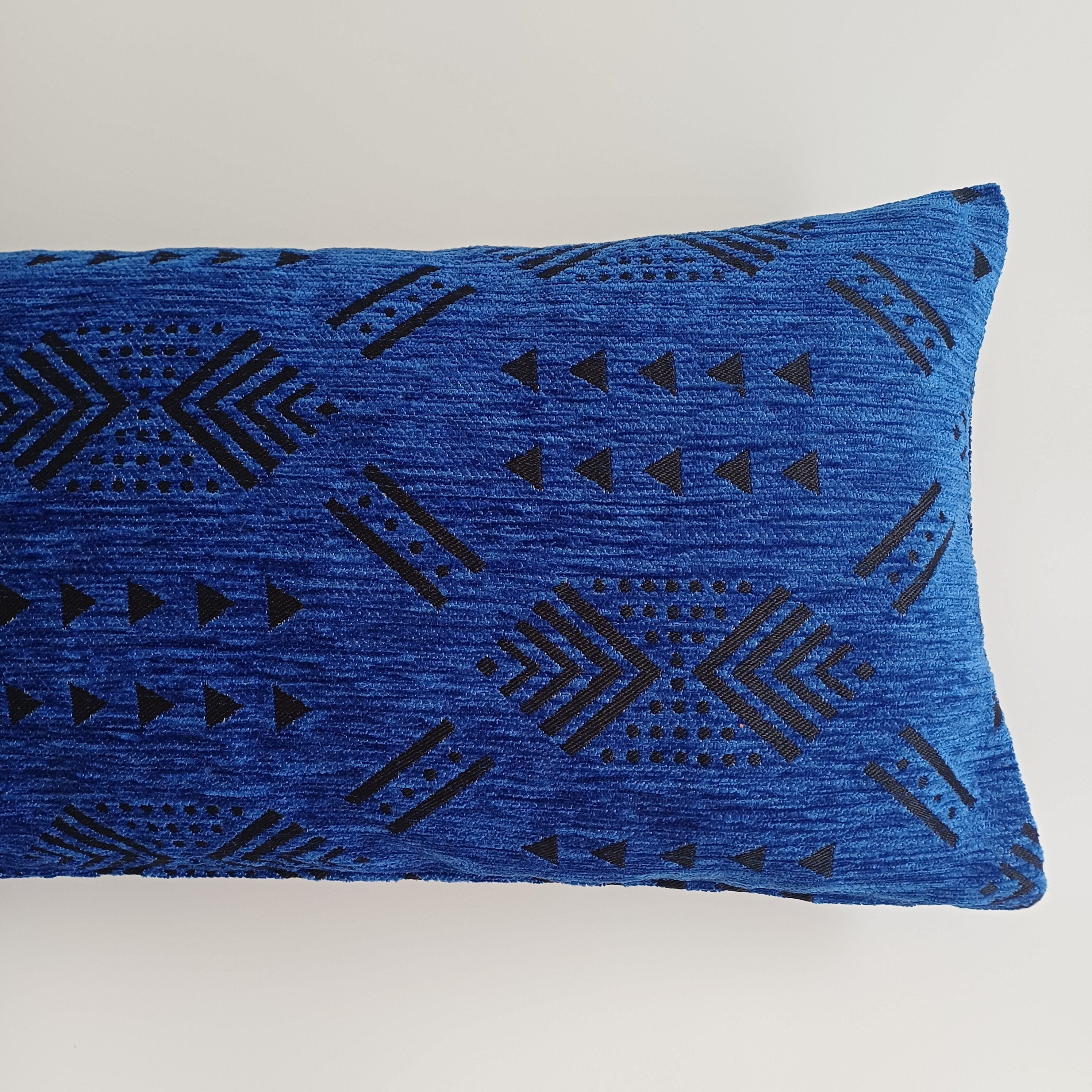 Moroccan Handmade Deep Blue Velvet Cushion Cover 24''x12'' /  60x30 cm