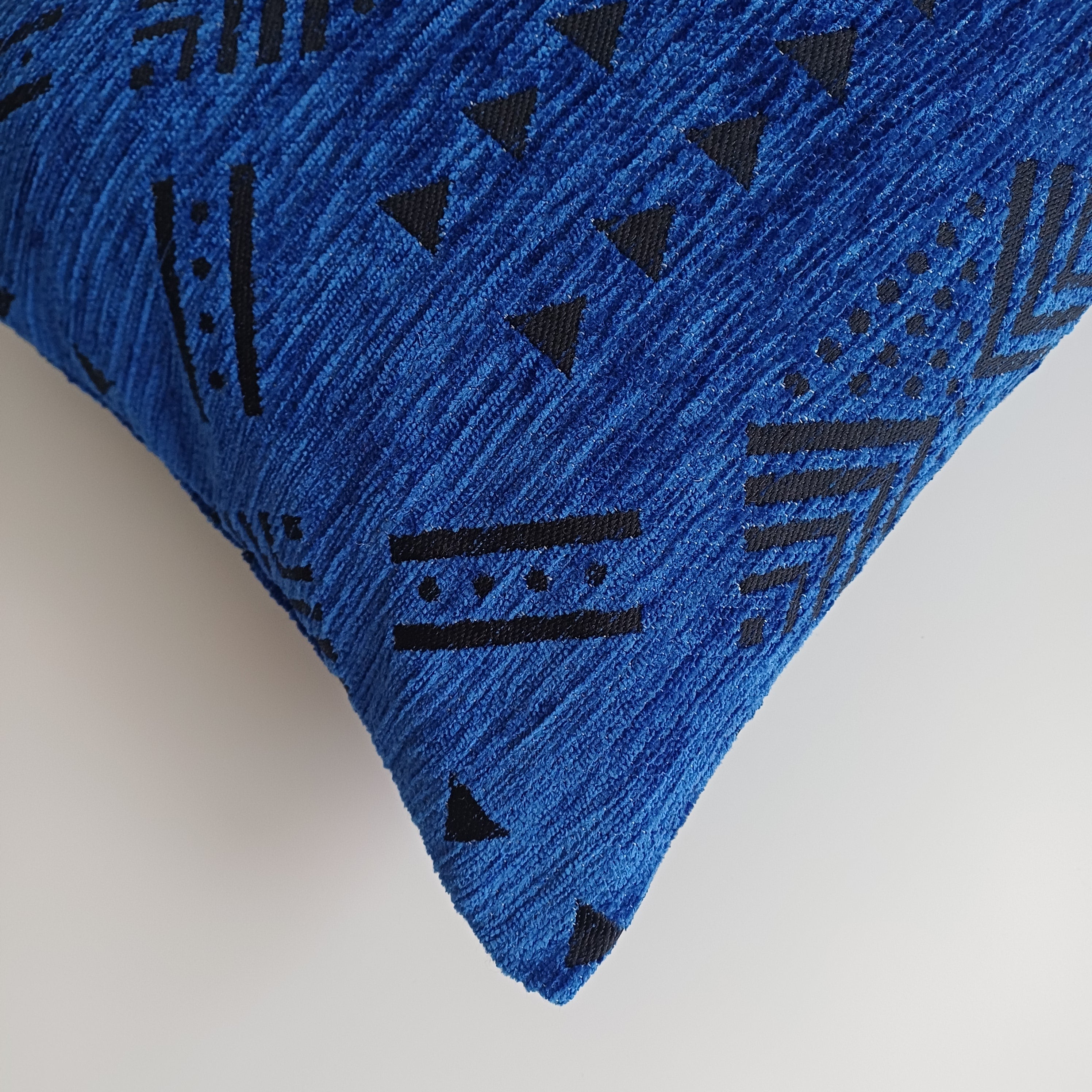Moroccan Handmade Deep Blue Velvet Cushion Cover 24''x12'' /  60x30 cm