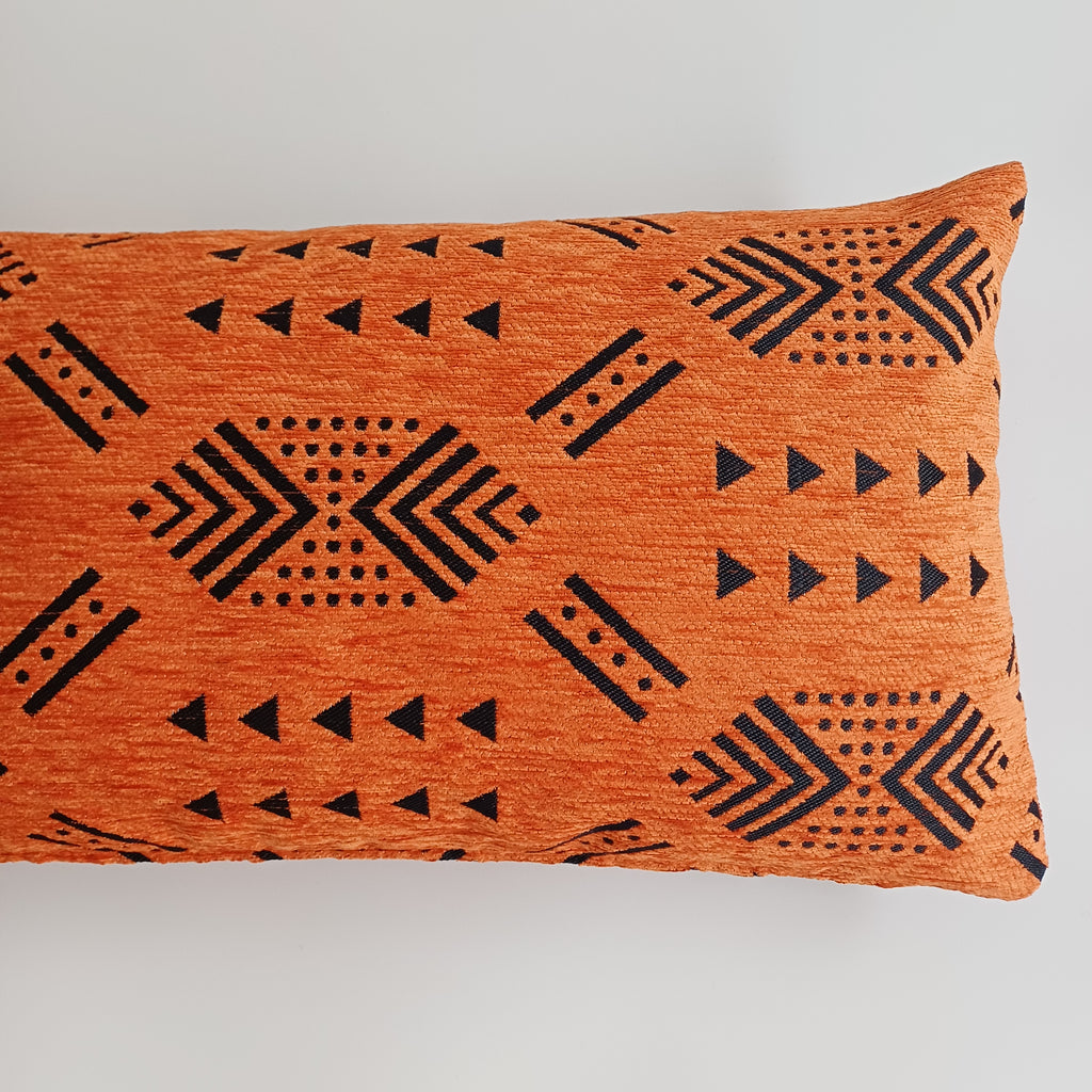 Moroccan Handmade Orange Velvet Cushion Cover 24''x12'' /  60x30 cm