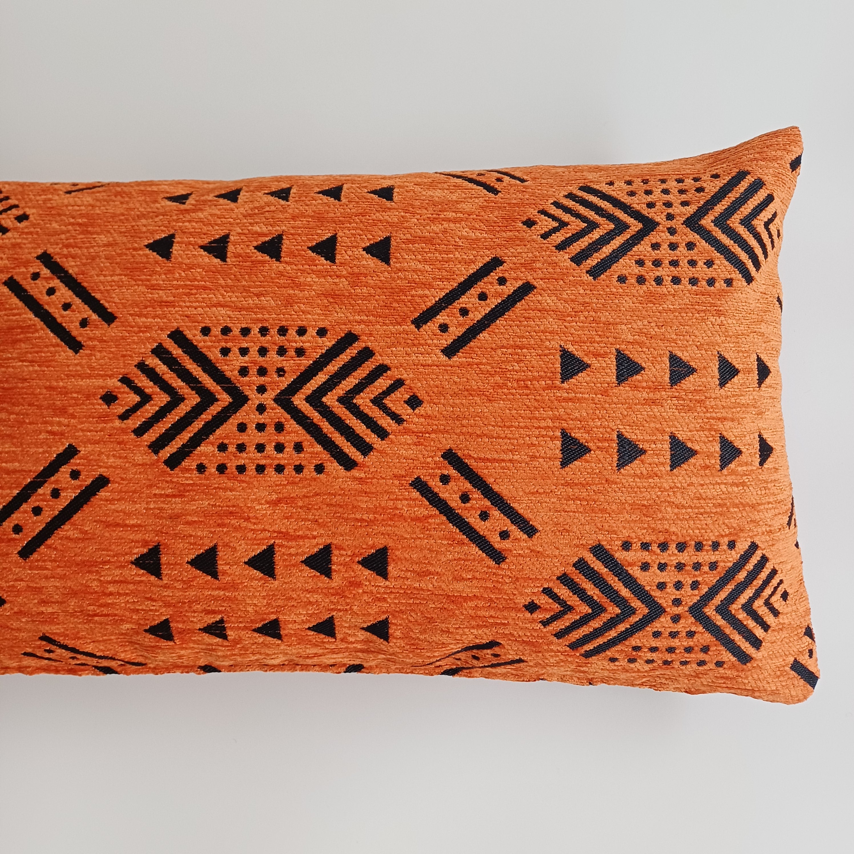 Moroccan Handmade Orange Velvet Cushion Cover 24''x12'' /  60x30 cm