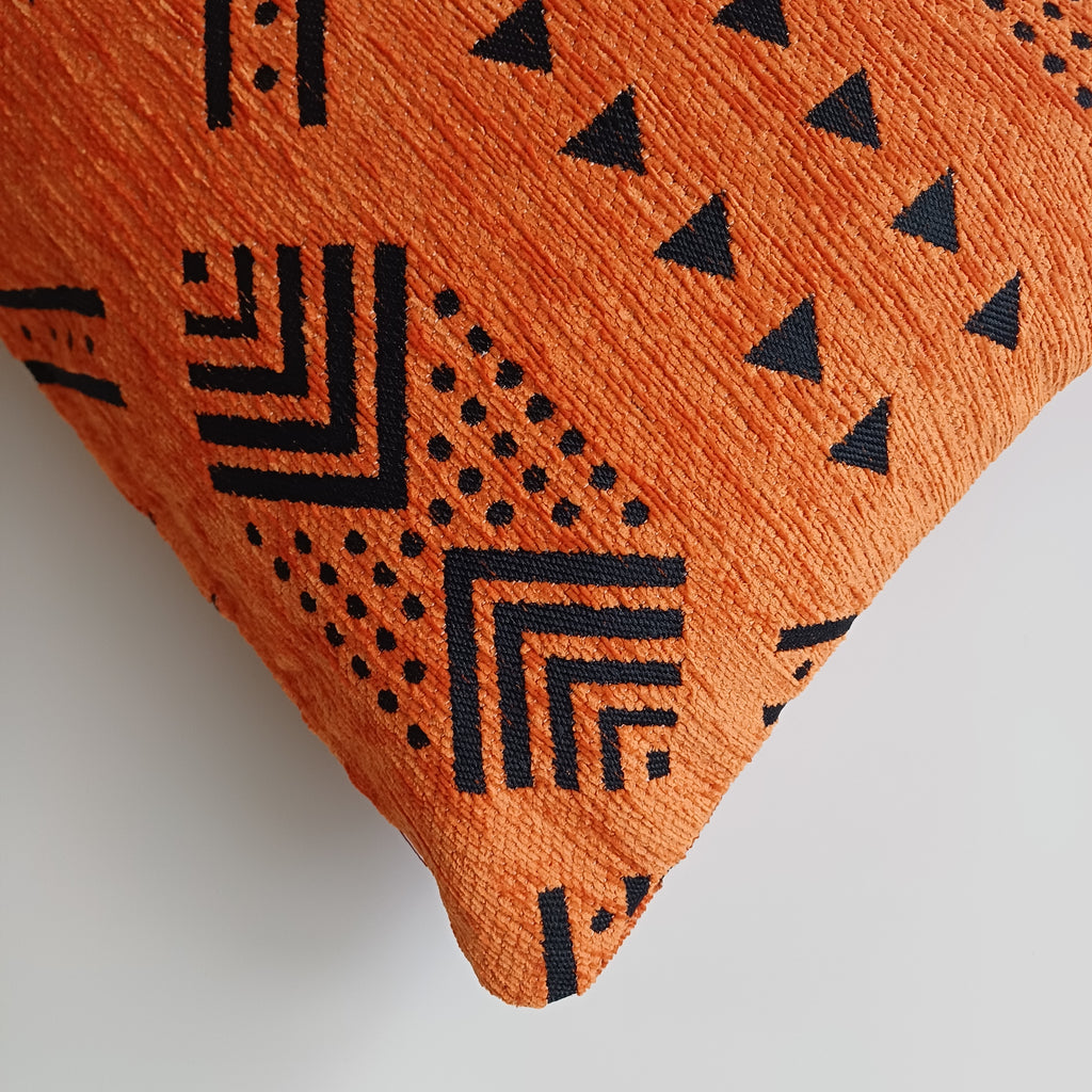 Moroccan Handmade Orange Velvet Cushion Cover 24''x12'' /  60x30 cm