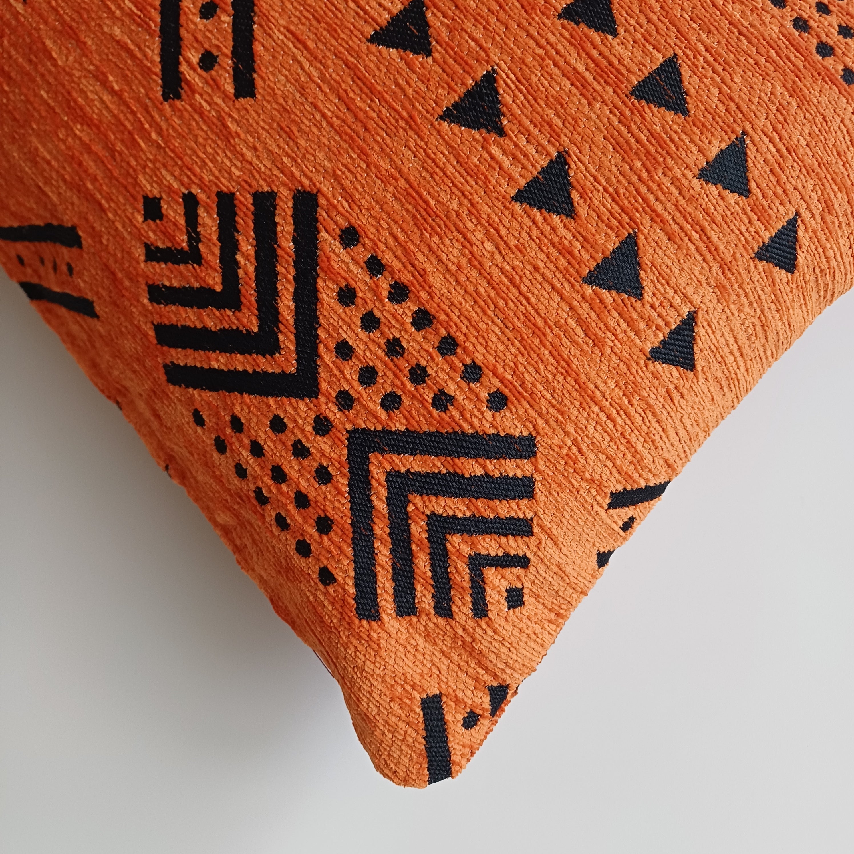 Moroccan Handmade Orange Velvet Cushion Cover 24''x12'' /  60x30 cm