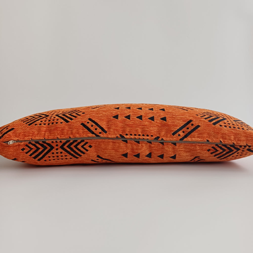 Moroccan Handmade Orange Velvet Cushion Cover 24''x12'' /  60x30 cm