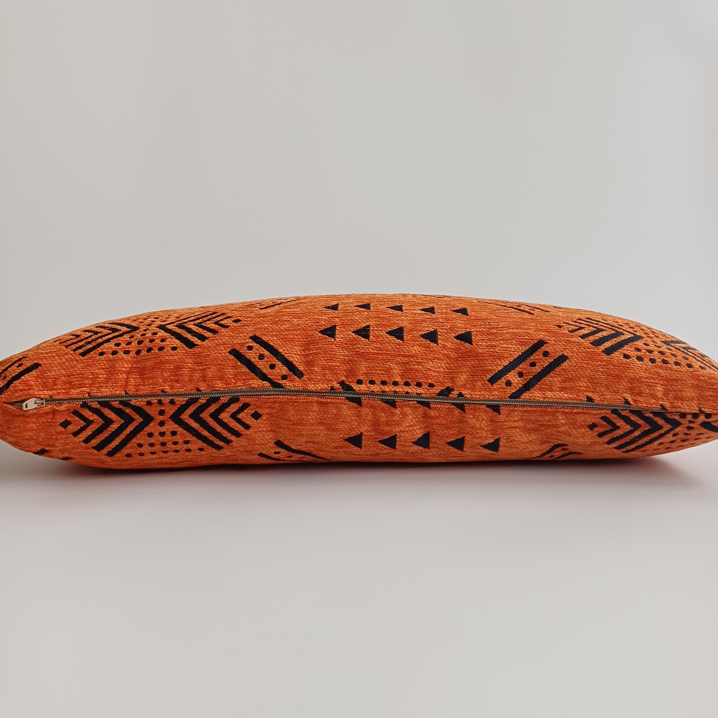 Moroccan Handmade Orange Velvet Cushion Cover 24''x12'' /  60x30 cm