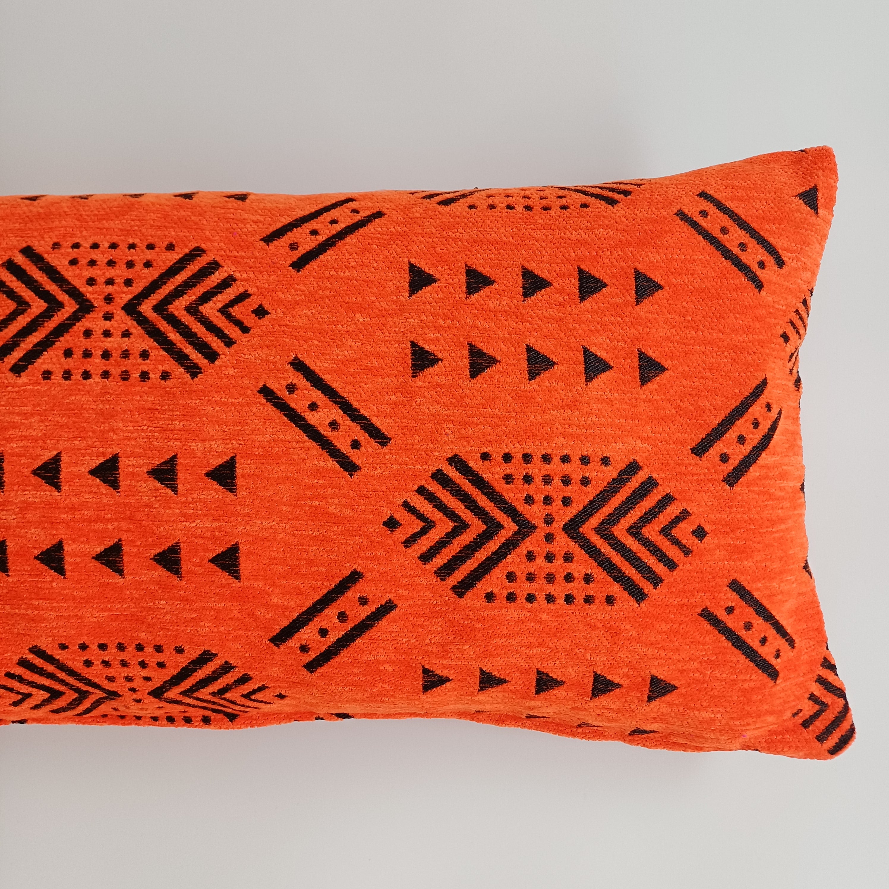 Moroccan Handmade Rich Orange Velvet Cushion Cover 24''x12'' /  60x30 CM