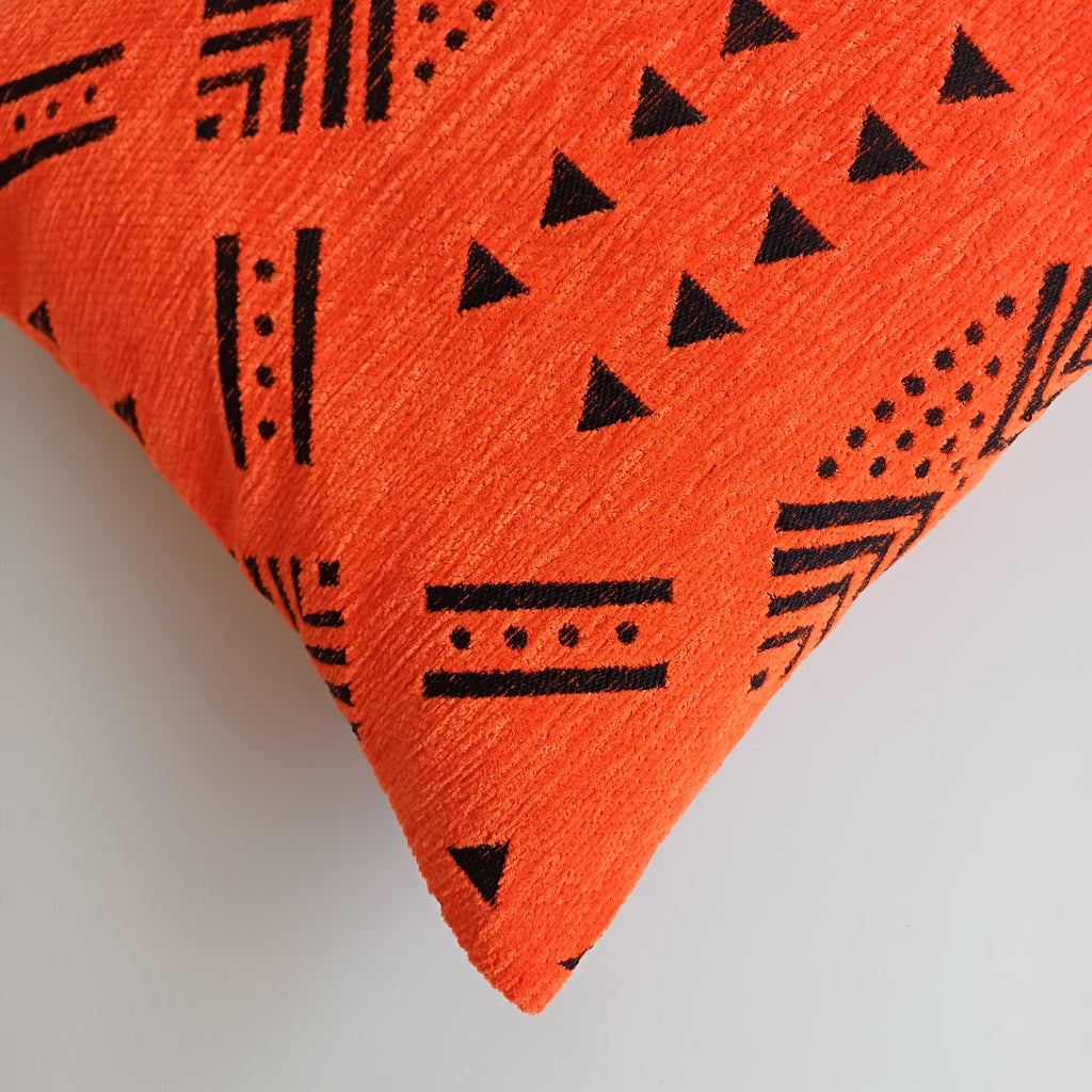 Moroccan Handmade Rich Orange Velvet Cushion Cover 24''x12'' /  60x30 CM