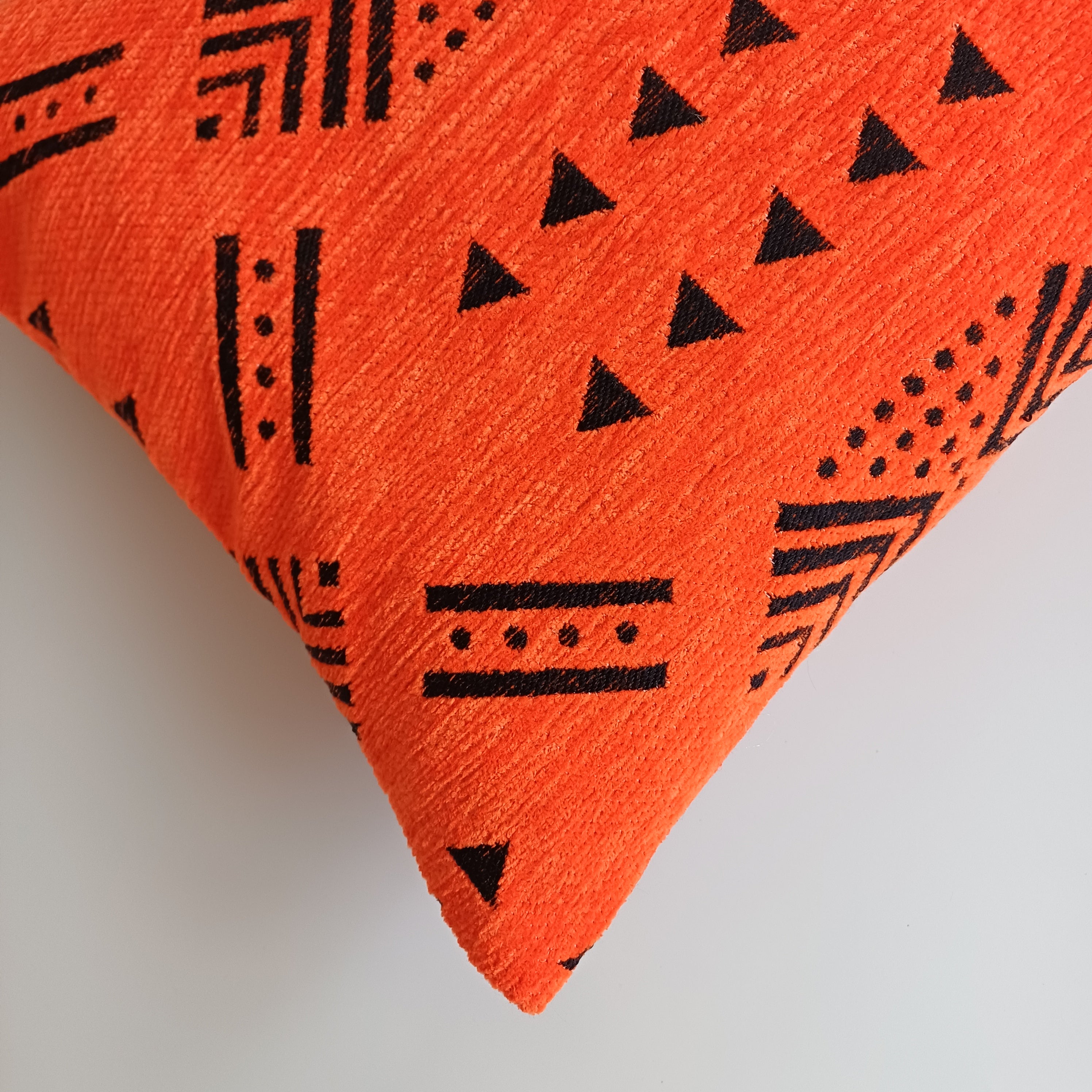 Moroccan Handmade Rich Orange Velvet Cushion Cover 24''x12'' /  60x30 CM