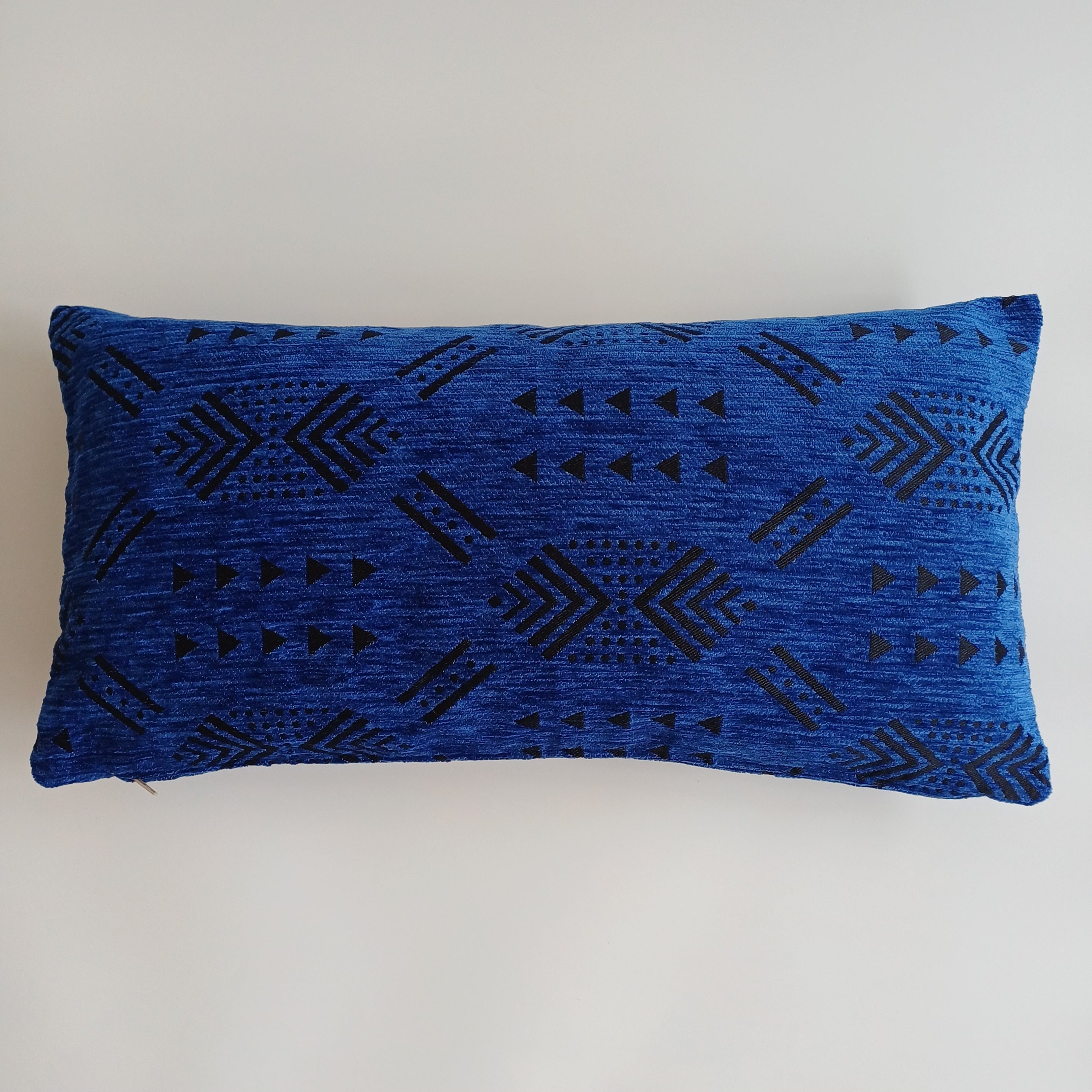 Moroccan Handmade Royal Blue Velvet Cushion Cover 24''x12'' /  60x30 CM