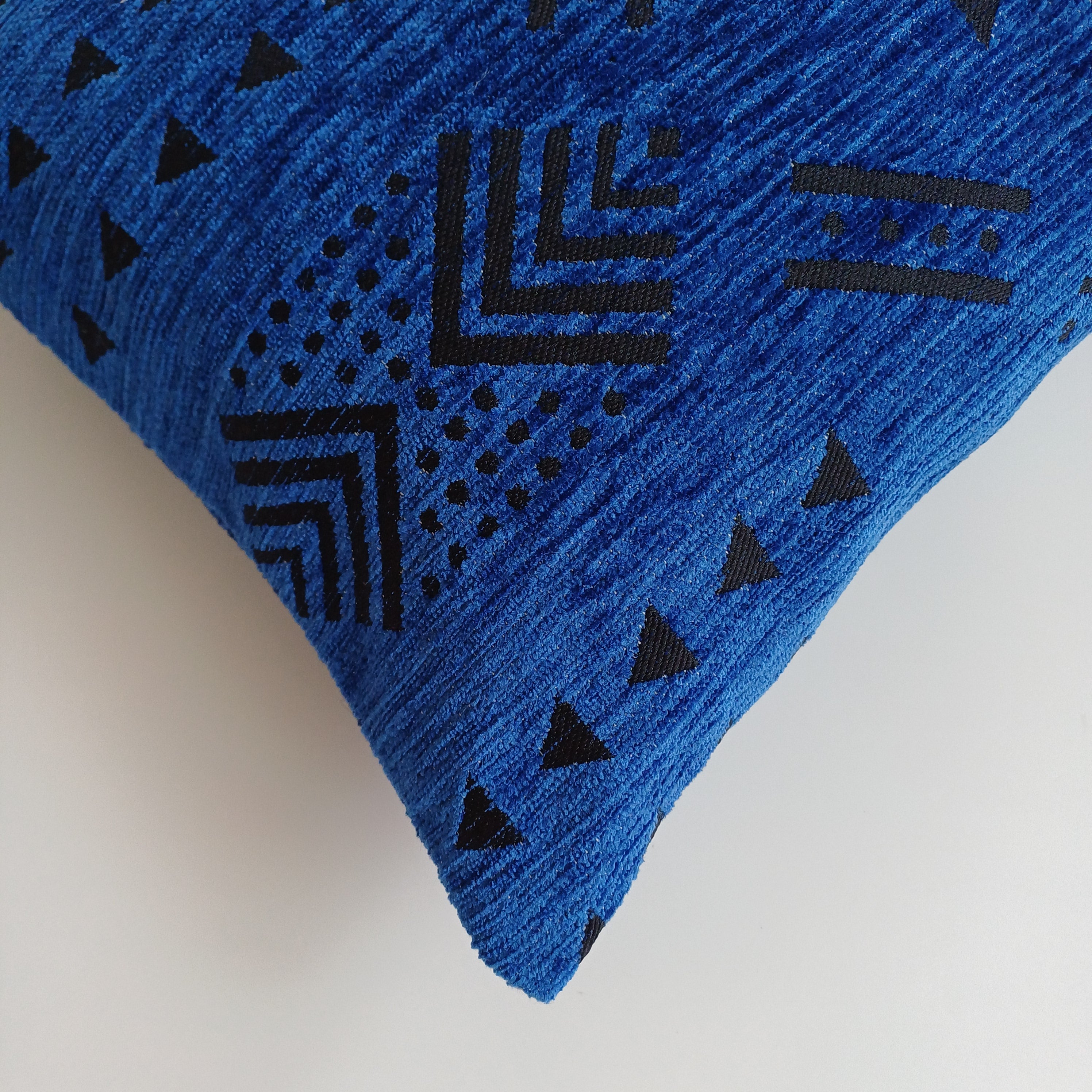 Moroccan Handmade Royal Blue Velvet Cushion Cover 24''x12'' /  60x30 CM