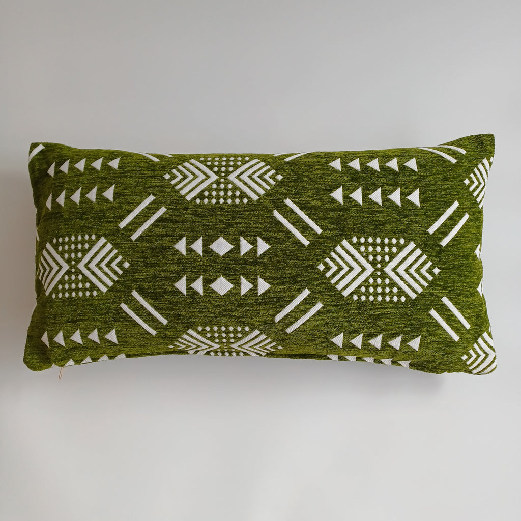 Moroccan Handmade Olive Green Velvet Cushion Cover 24''x12'' /  60x30 CM