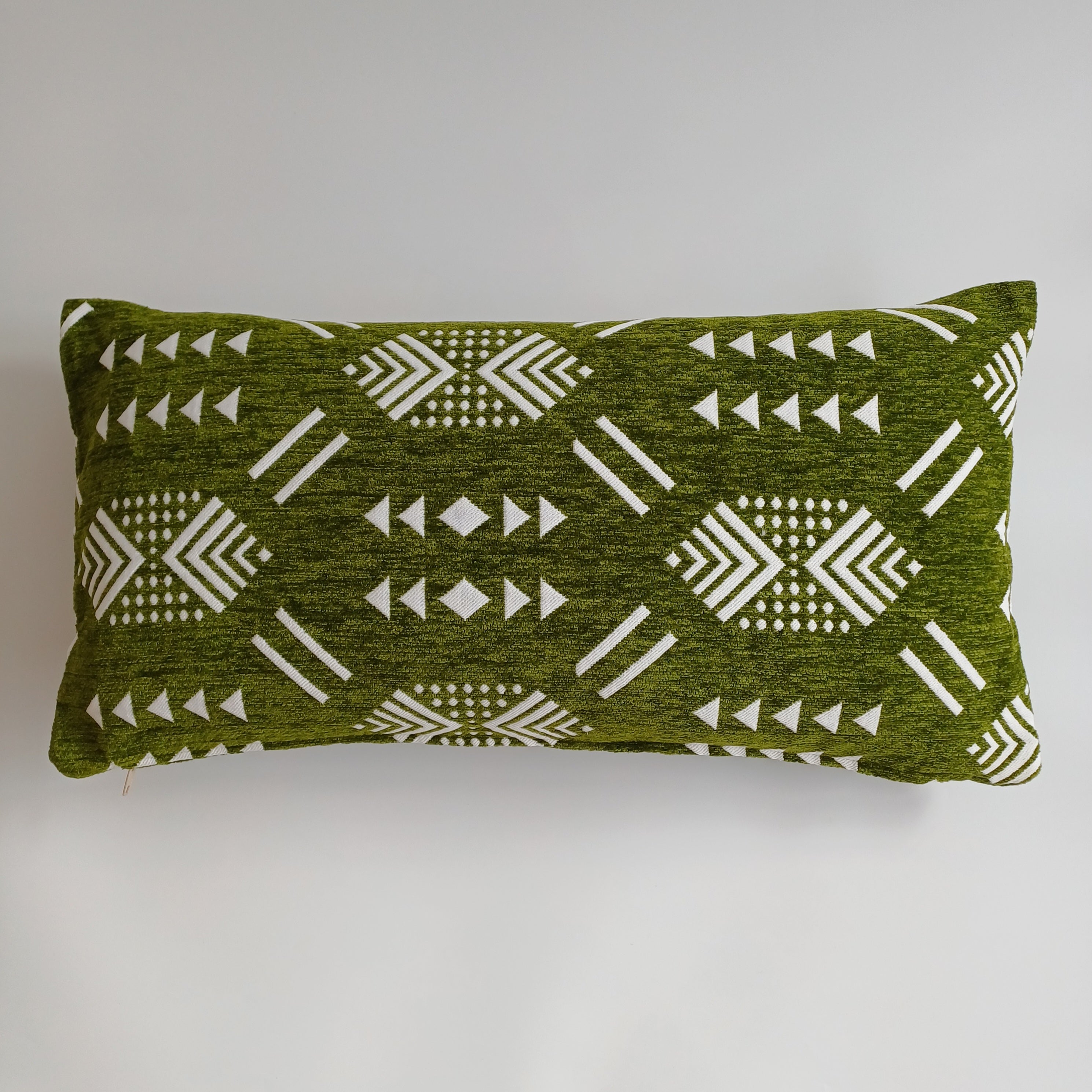 Moroccan Handmade Olive Green Velvet Cushion Cover 24''x12'' /  60x30 CM