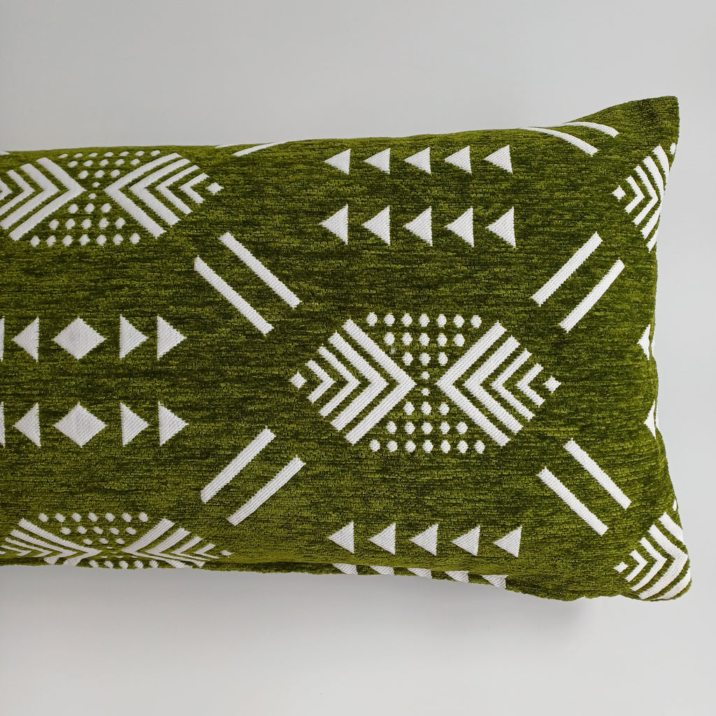 Moroccan Handmade Olive Green Velvet Cushion Cover 24''x12'' /  60x30 CM
