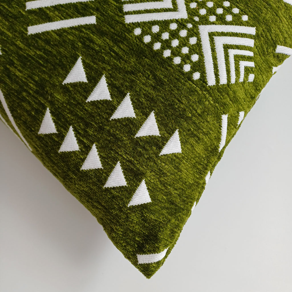 Moroccan Handmade Olive Green Velvet Cushion Cover 24''x12'' /  60x30 CM