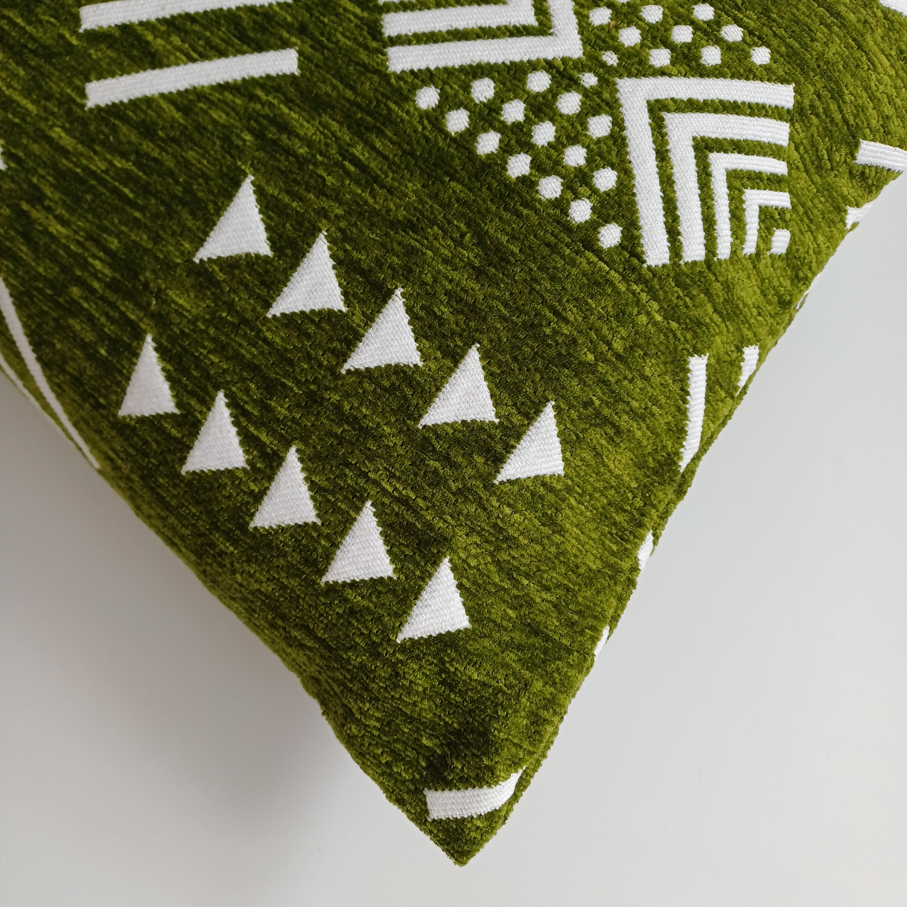 Moroccan Handmade Olive Green Velvet Cushion Cover 24''x12'' /  60x30 CM