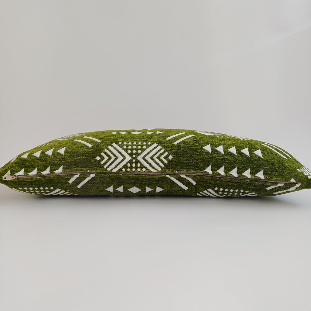 Moroccan Handmade Olive Green Velvet Cushion Cover 24''x12'' /  60x30 CM