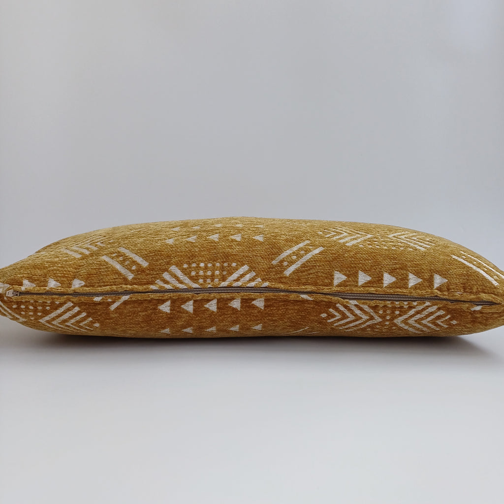 Moroccan Handmade Mustard Yellow Velvet Cushion Cover 24''x12'' /  60x30 CM