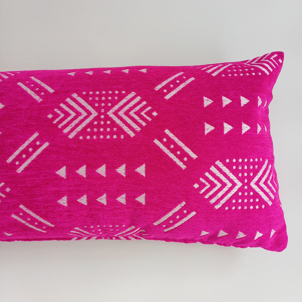 Moroccan Handmade Deep Pink Velvet Cushion Cover 24''x12'' /  60x30 CM