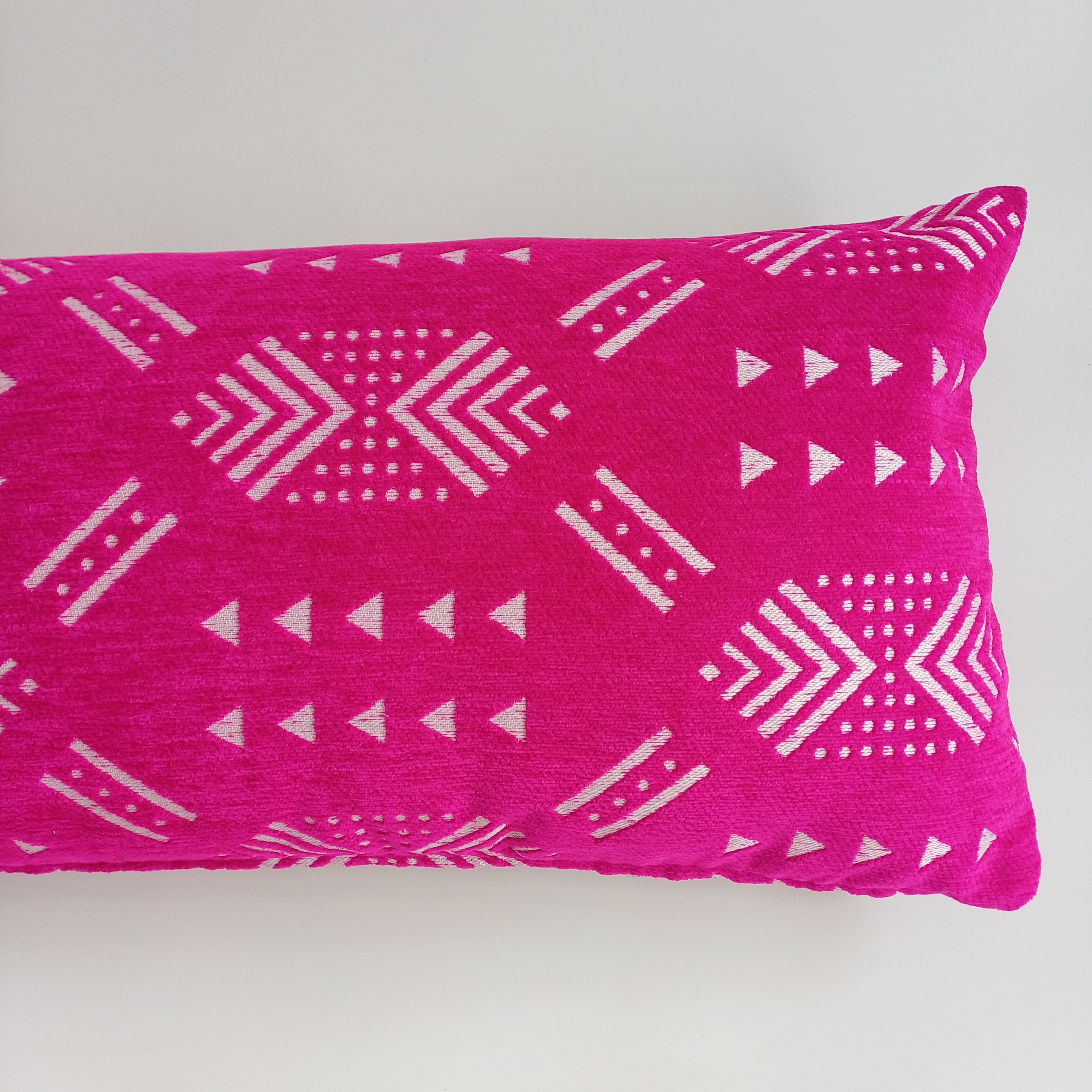 Moroccan Handmade Deep Pink Velvet Cushion Cover 24''x12'' /  60x30 CM