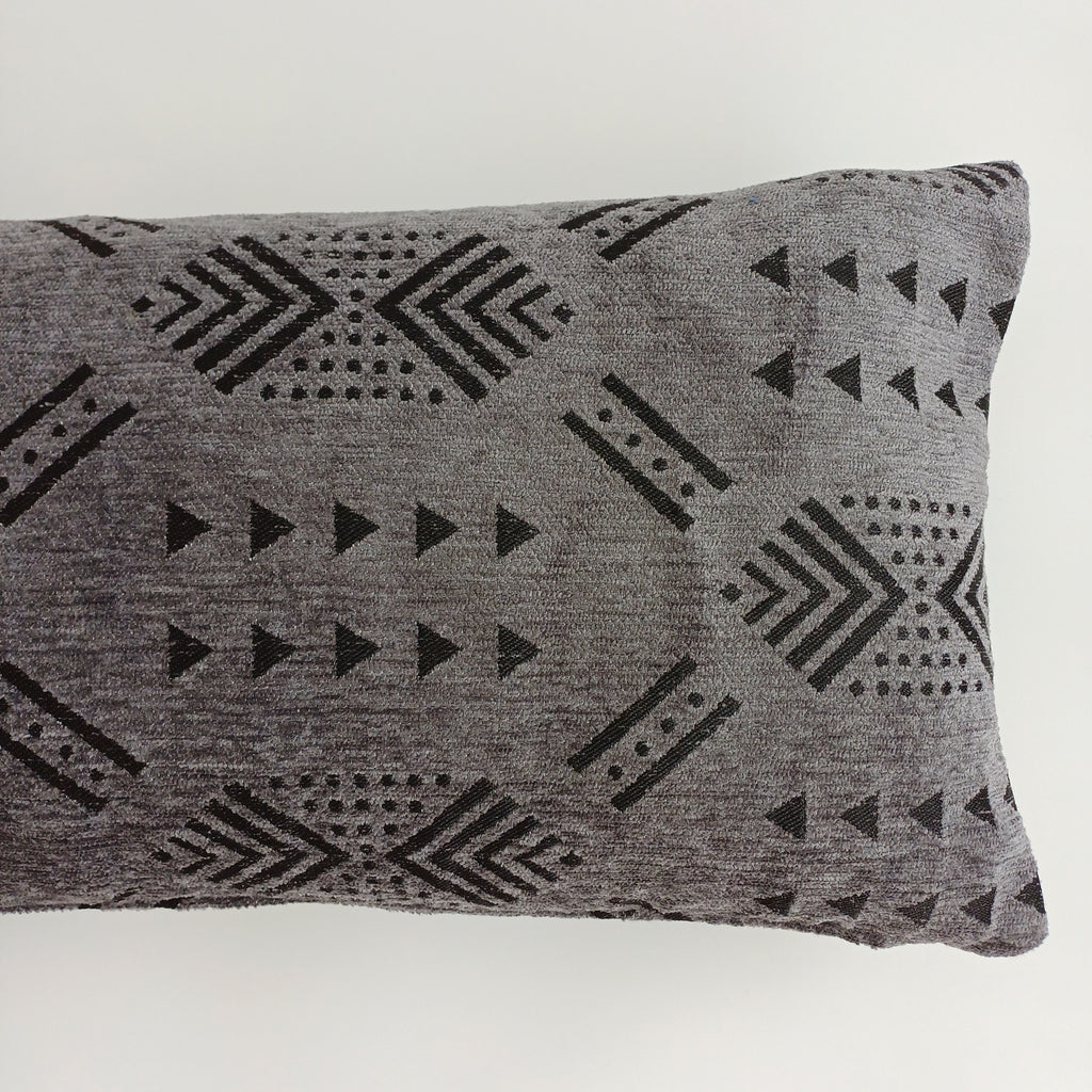 Moroccan Handmade Charcoal Velvet Cushion Cover 24''x12'' /  60x30 CM