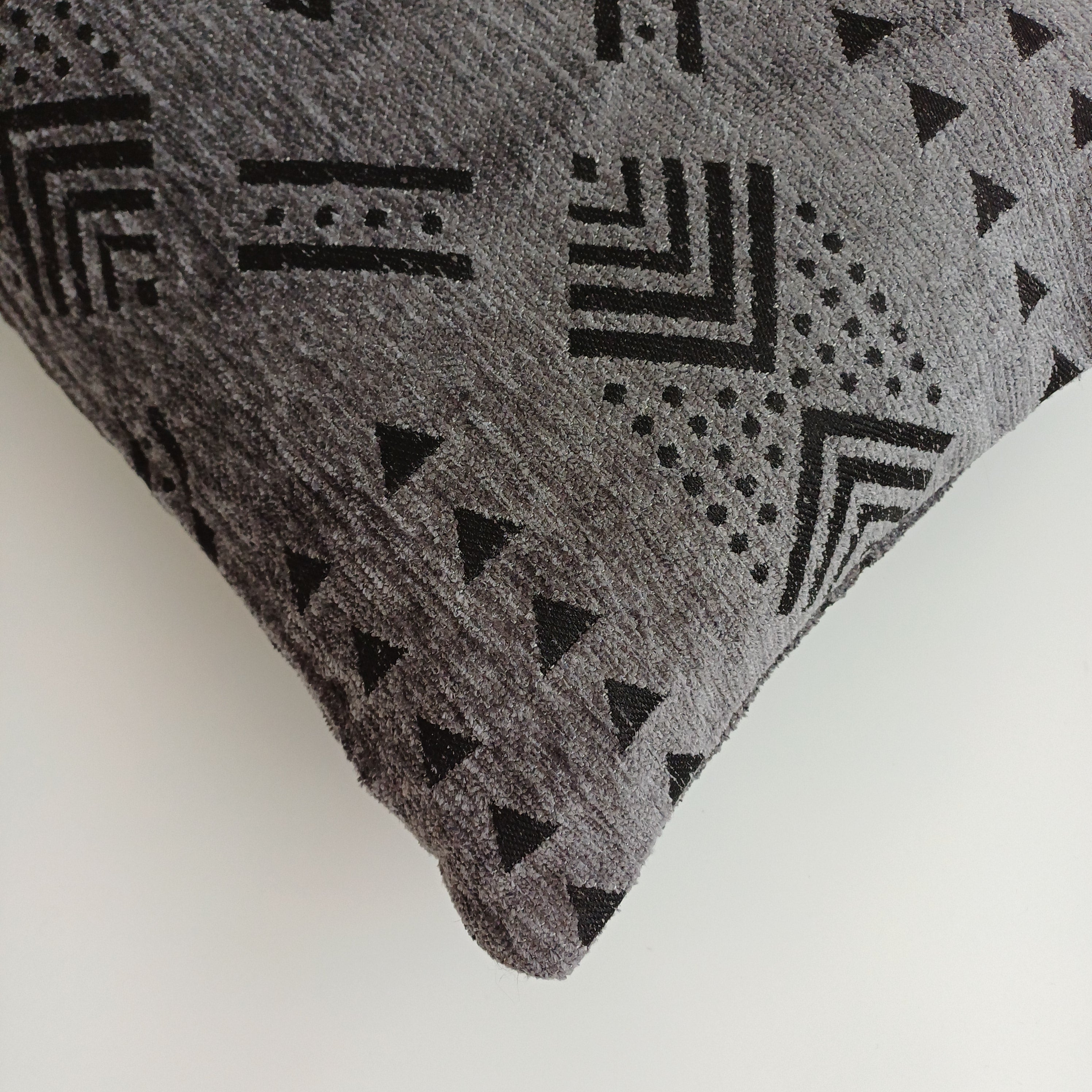 Moroccan Handmade Charcoal Velvet Cushion Cover 24''x12'' /  60x30 CM