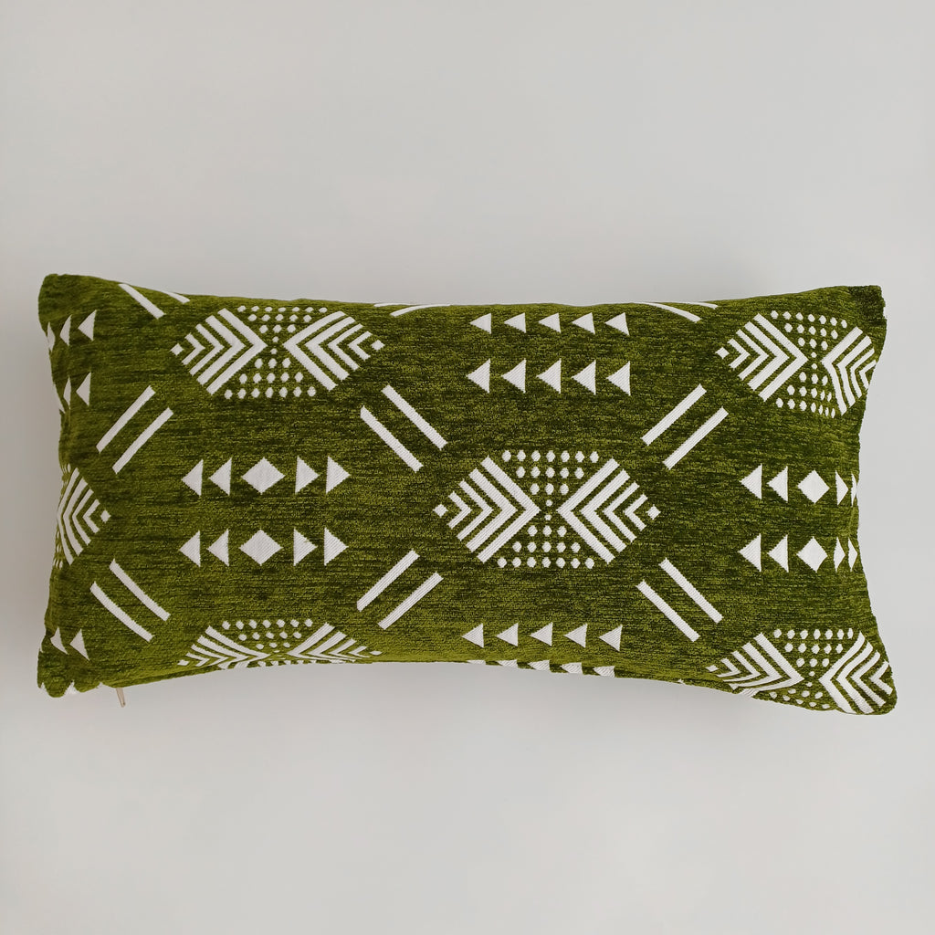 Moroccan Handmade Olive Green Velvet Cushion Cover 24''x12'' /  60x30 CM
