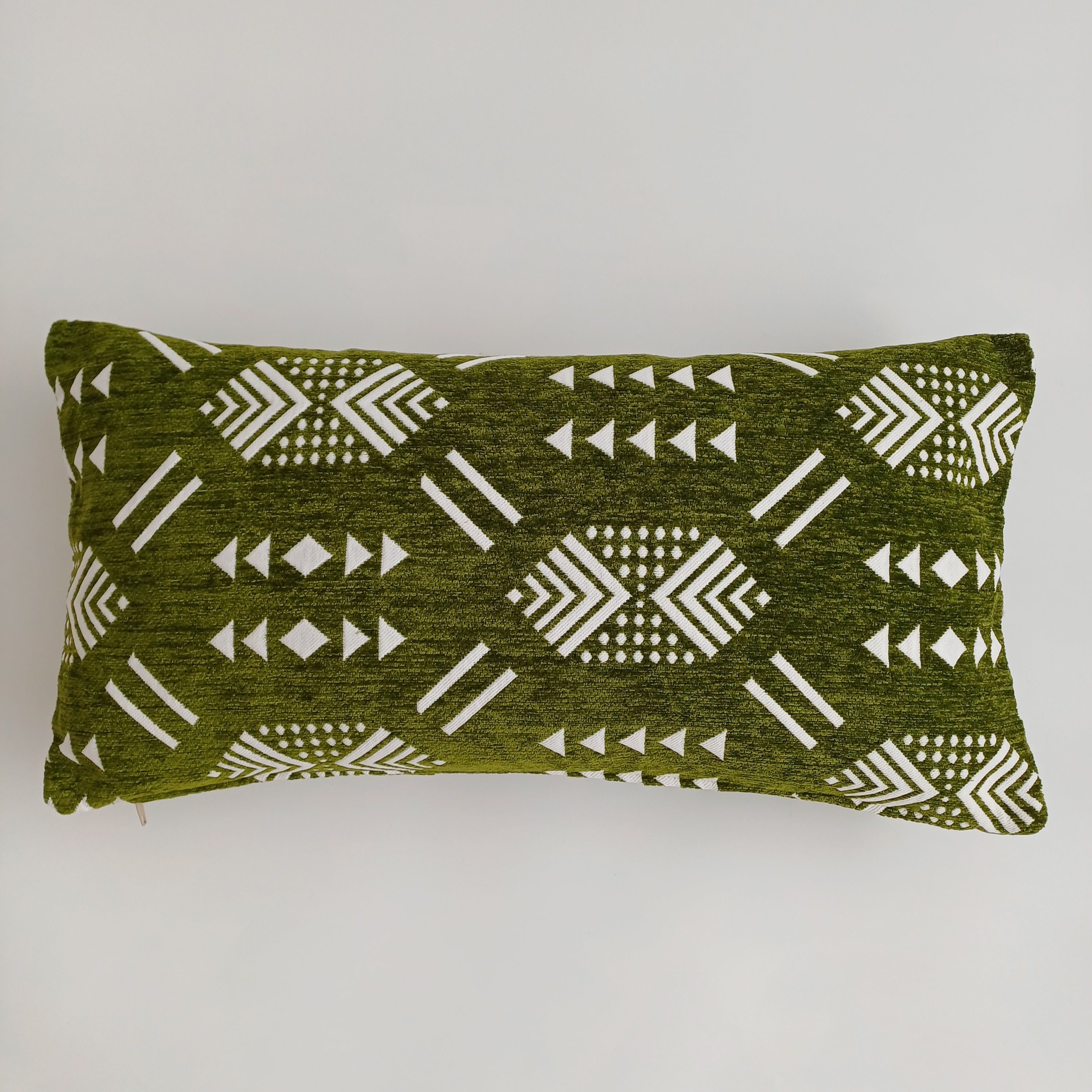 Moroccan Handmade Olive Green Velvet Cushion Cover 24''x12'' /  60x30 CM