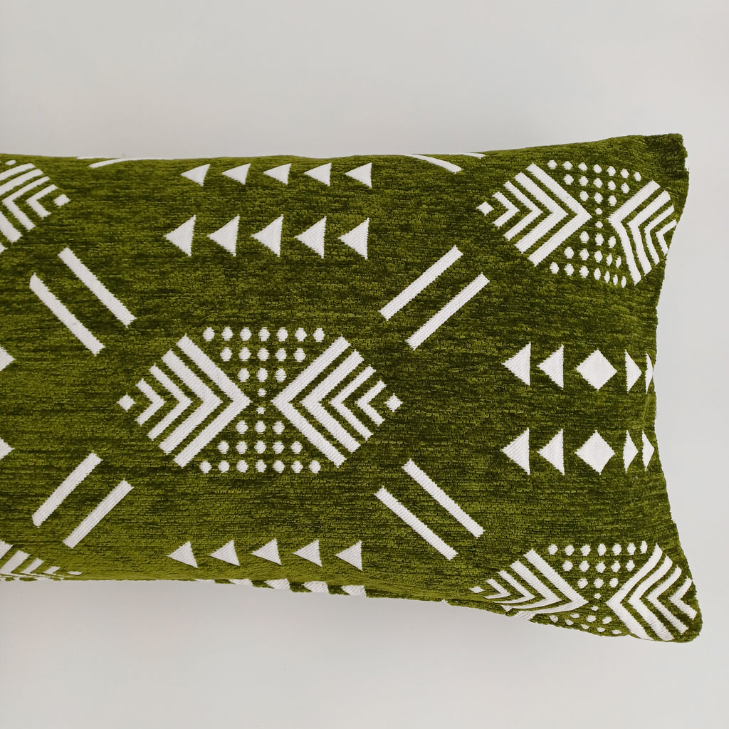 Moroccan Handmade Olive Green Velvet Cushion Cover 24''x12'' /  60x30 CM