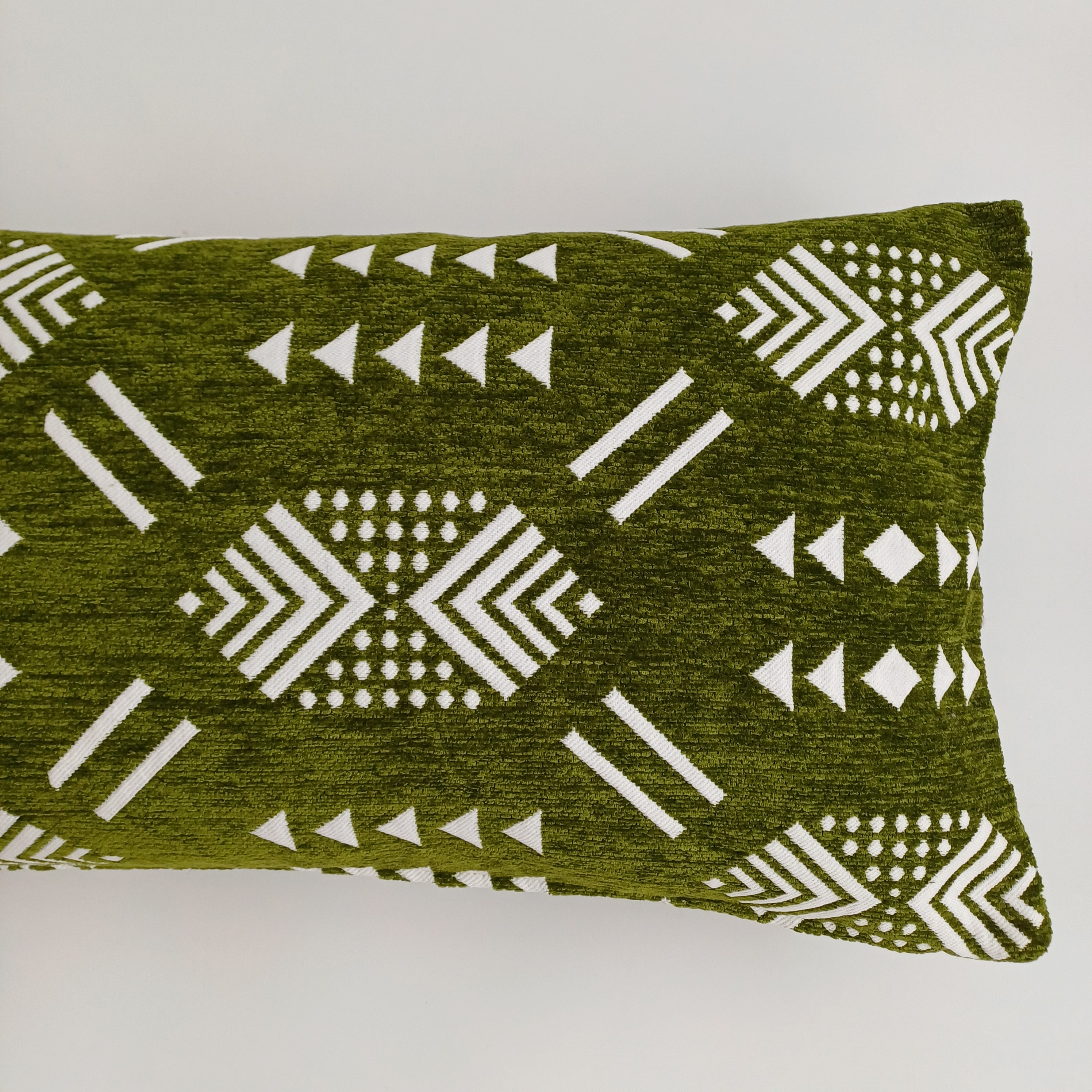 Moroccan Handmade Olive Green Velvet Cushion Cover 24''x12'' /  60x30 CM