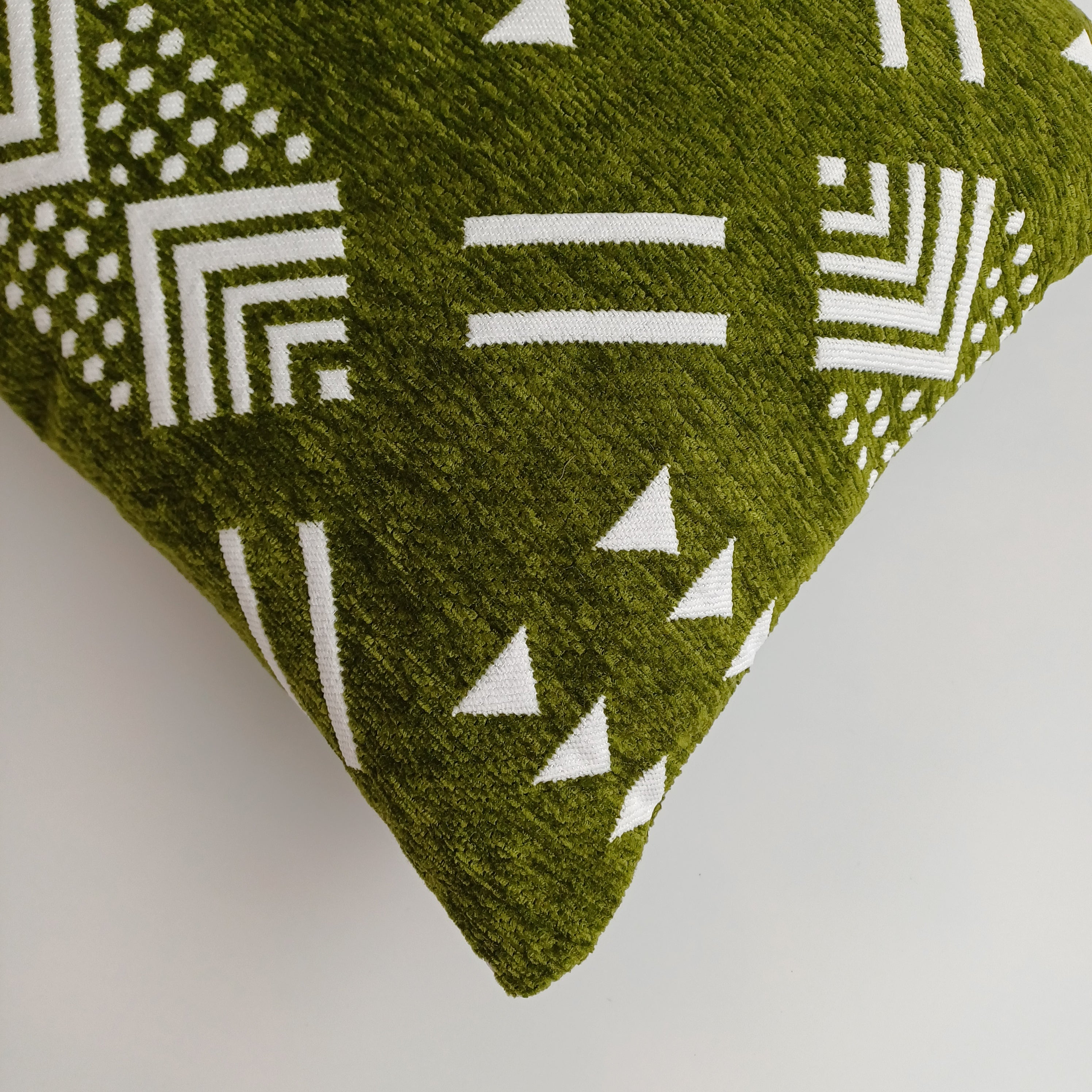 Moroccan Handmade Olive Green Velvet Cushion Cover 24''x12'' /  60x30 CM