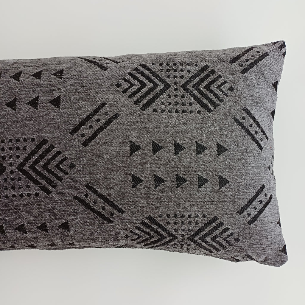 Moroccan Handmade Charcoal Velvet Cushion Cover 24''x12'' /  60x30 CM