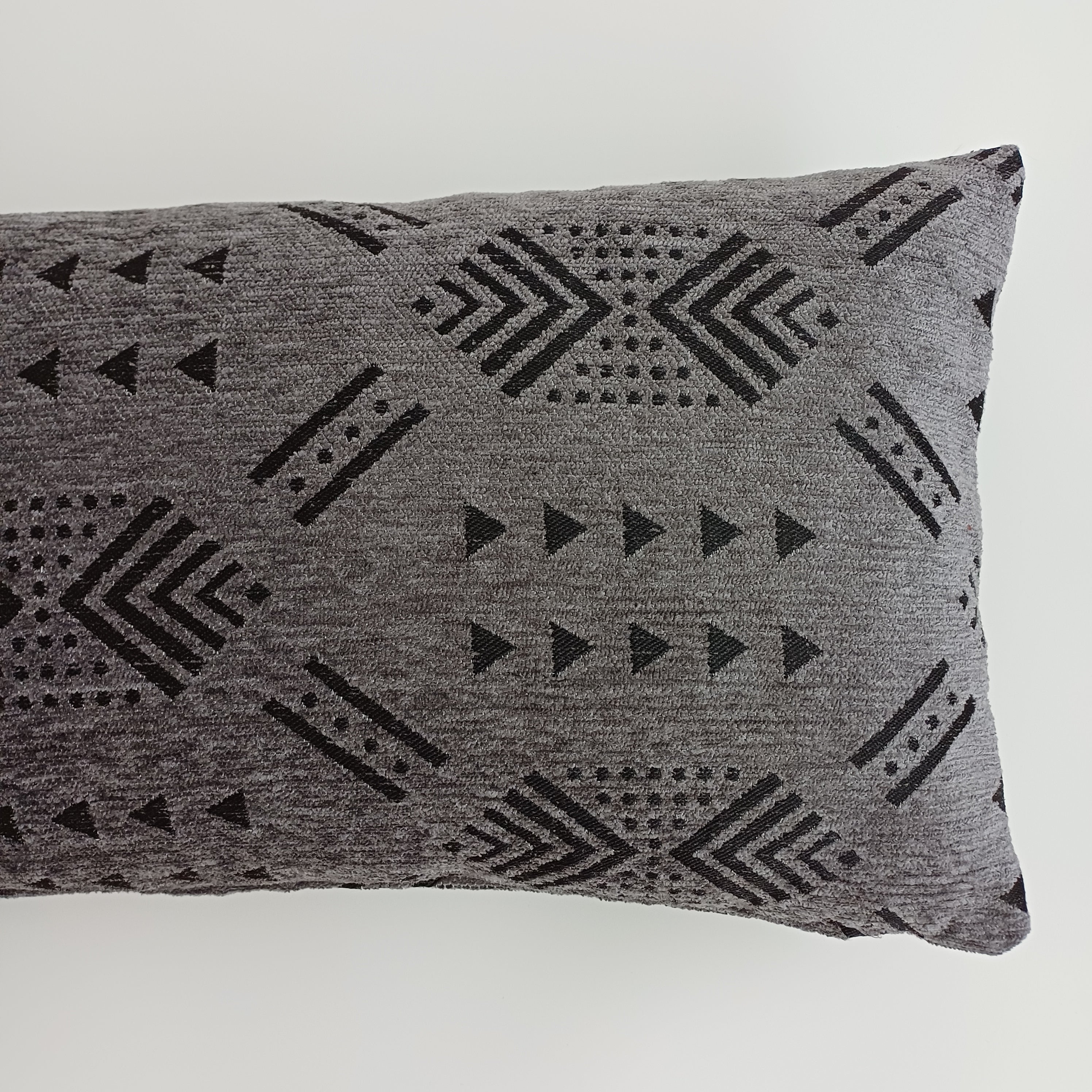 Moroccan Handmade Charcoal Velvet Cushion Cover 24''x12'' /  60x30 CM