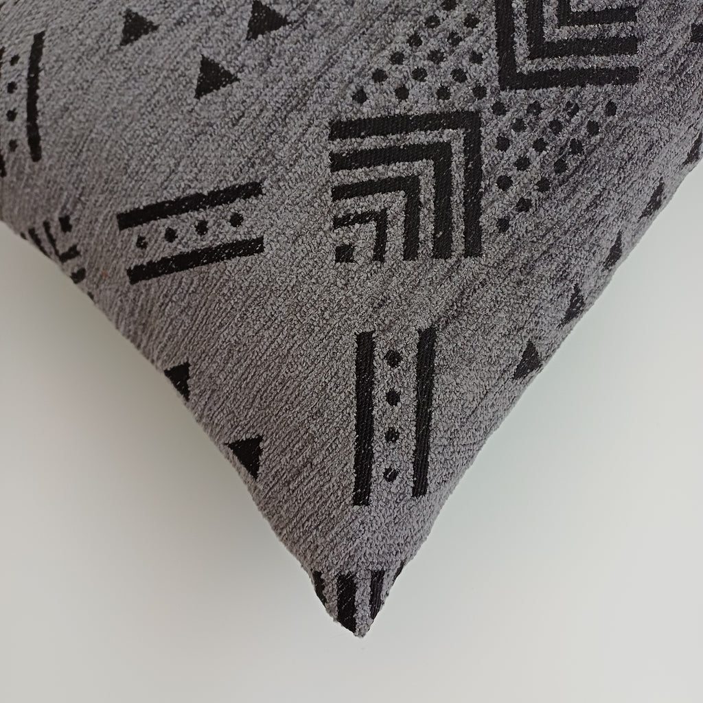 Moroccan Handmade Charcoal Velvet Cushion Cover 24''x12'' /  60x30 CM