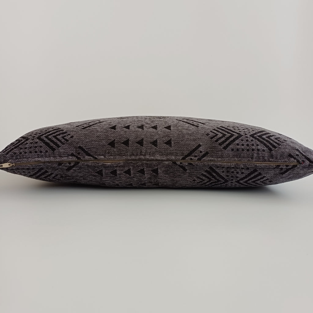 Moroccan Handmade Charcoal Velvet Cushion Cover 24''x12'' /  60x30 CM
